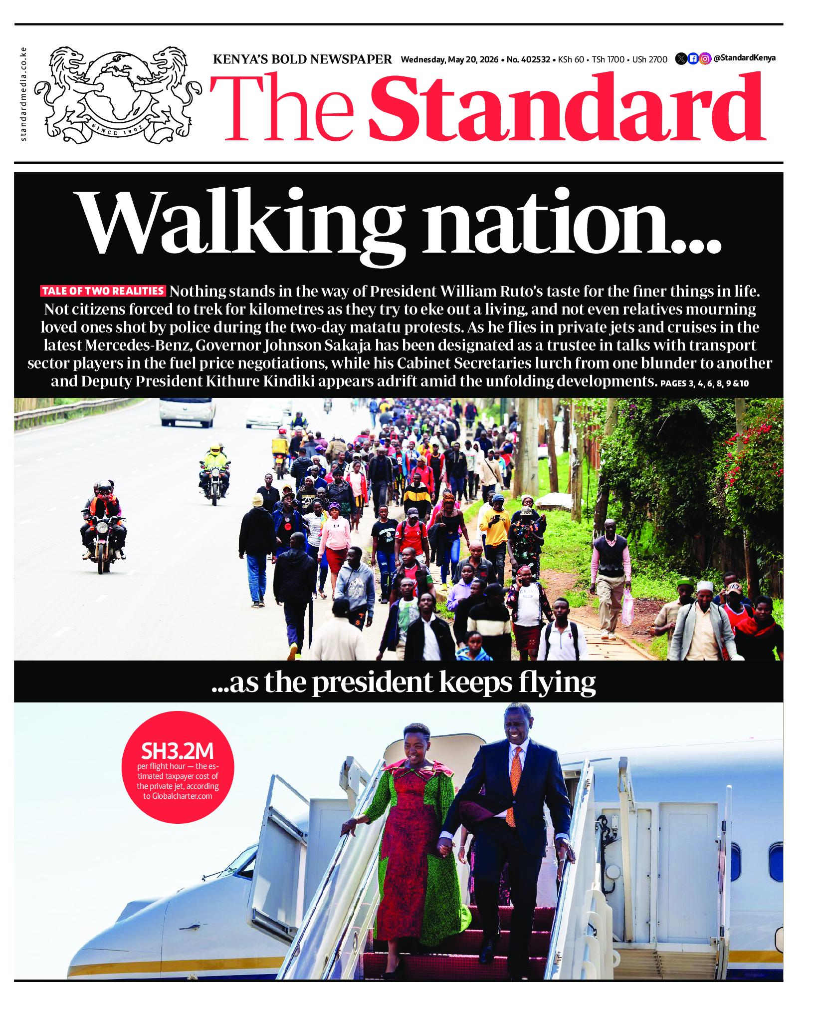 The Standard Newspaper page 1