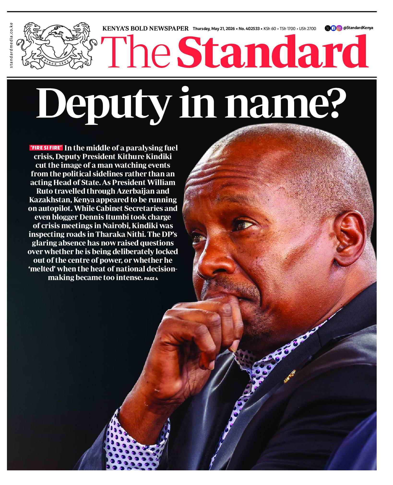 The Standard Newspaper page 1