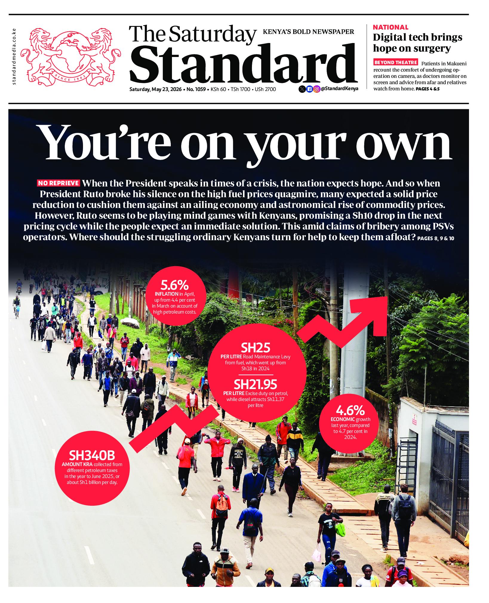 The Standard Newspaper page 1