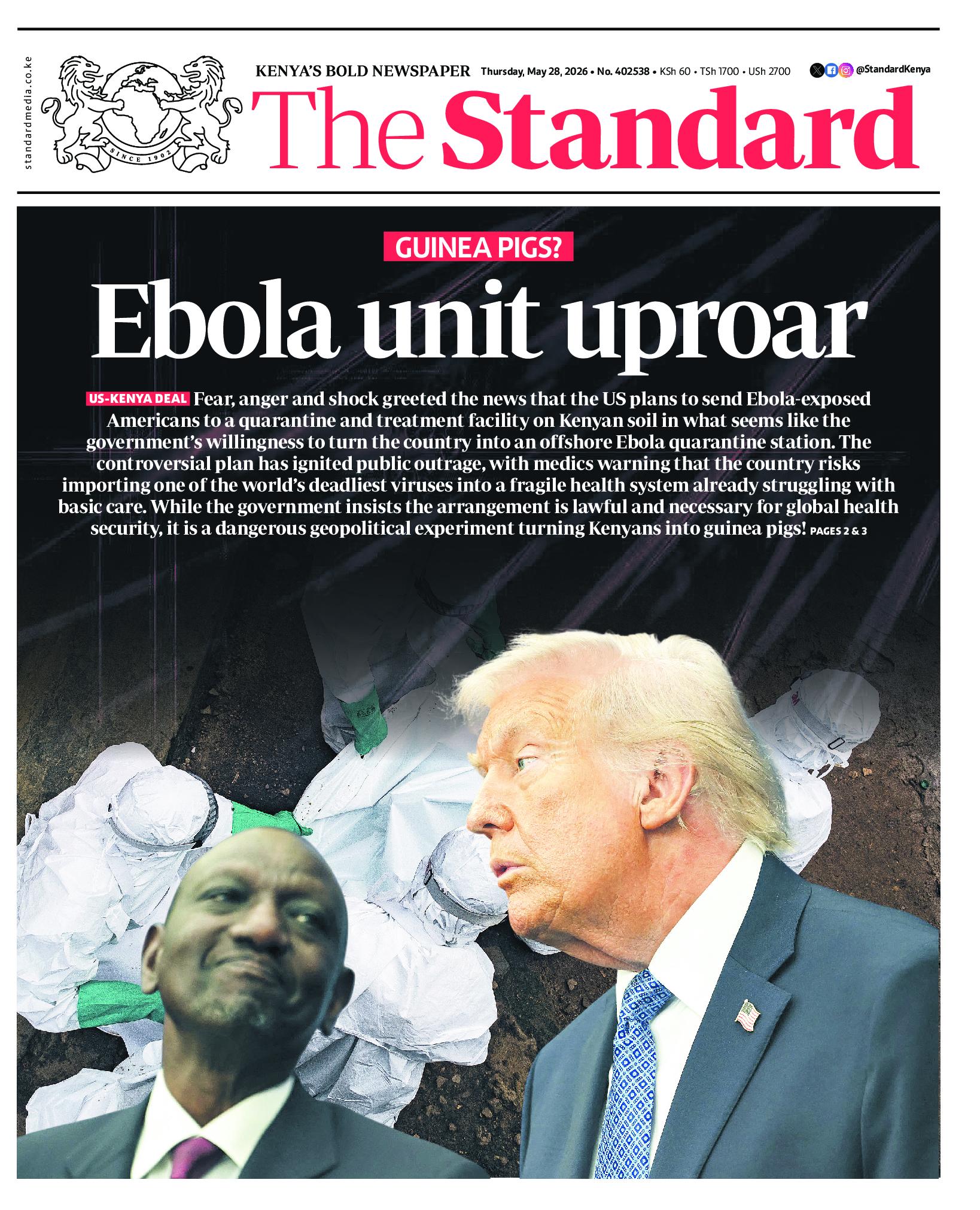 The Standard Newspaper page 1