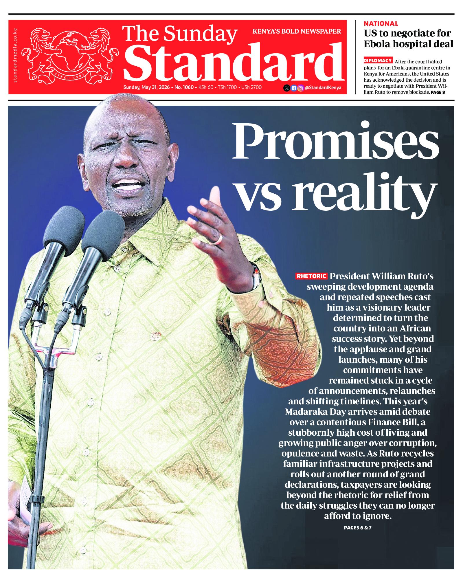 The Standard Newspaper page 1