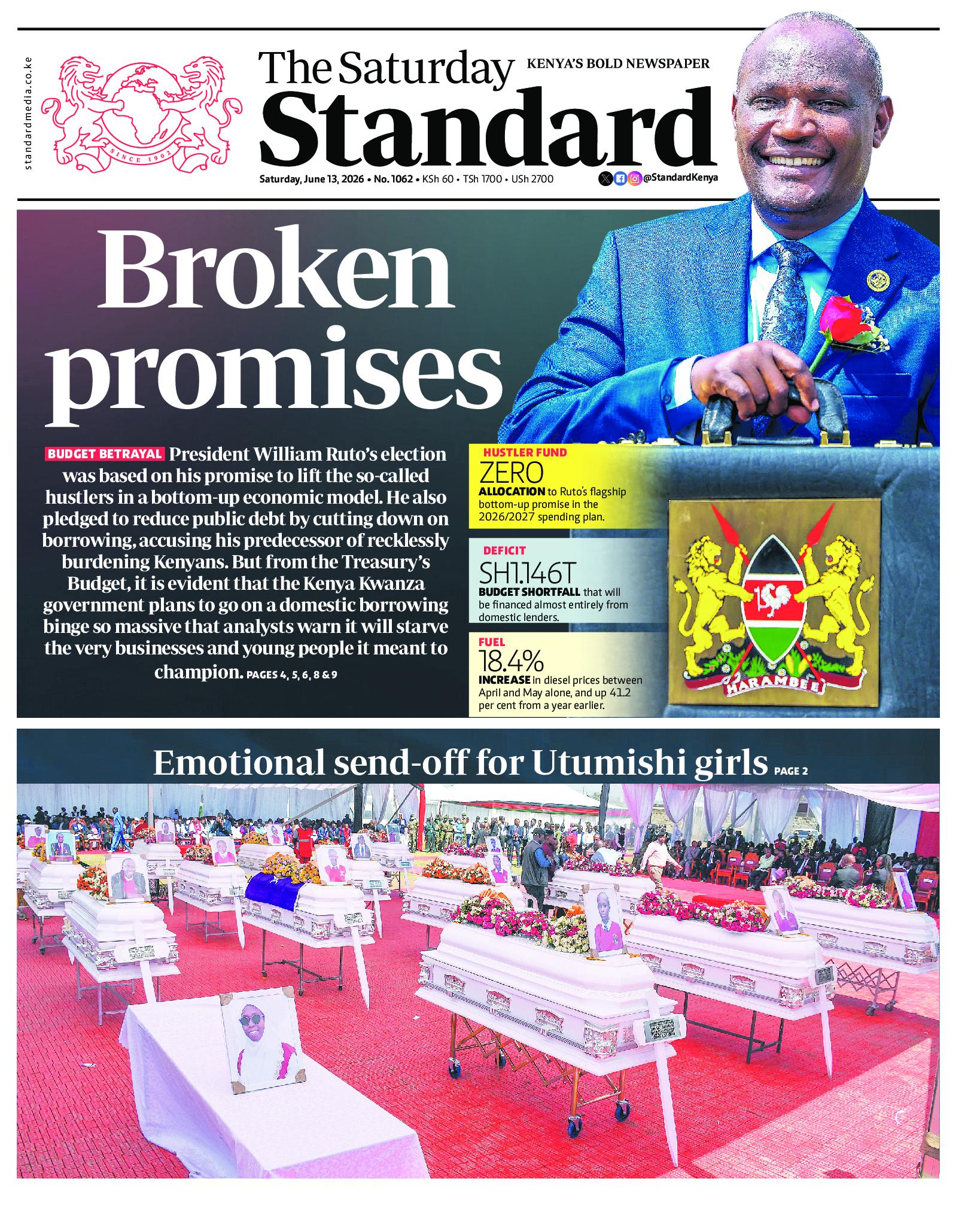 The Standard Newspaper page 1