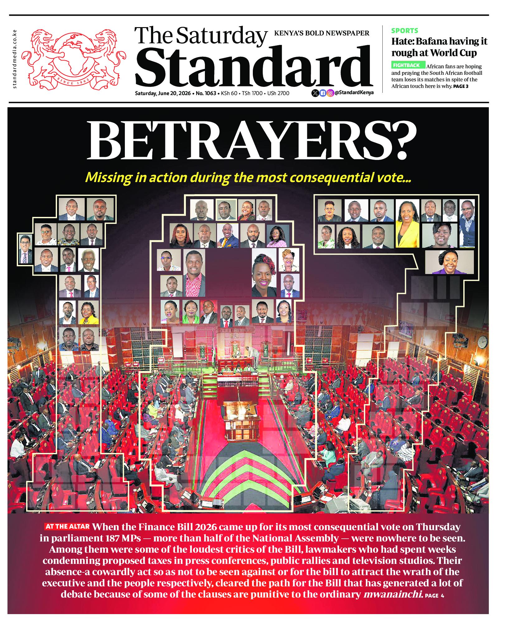 The Standard Newspaper page 1