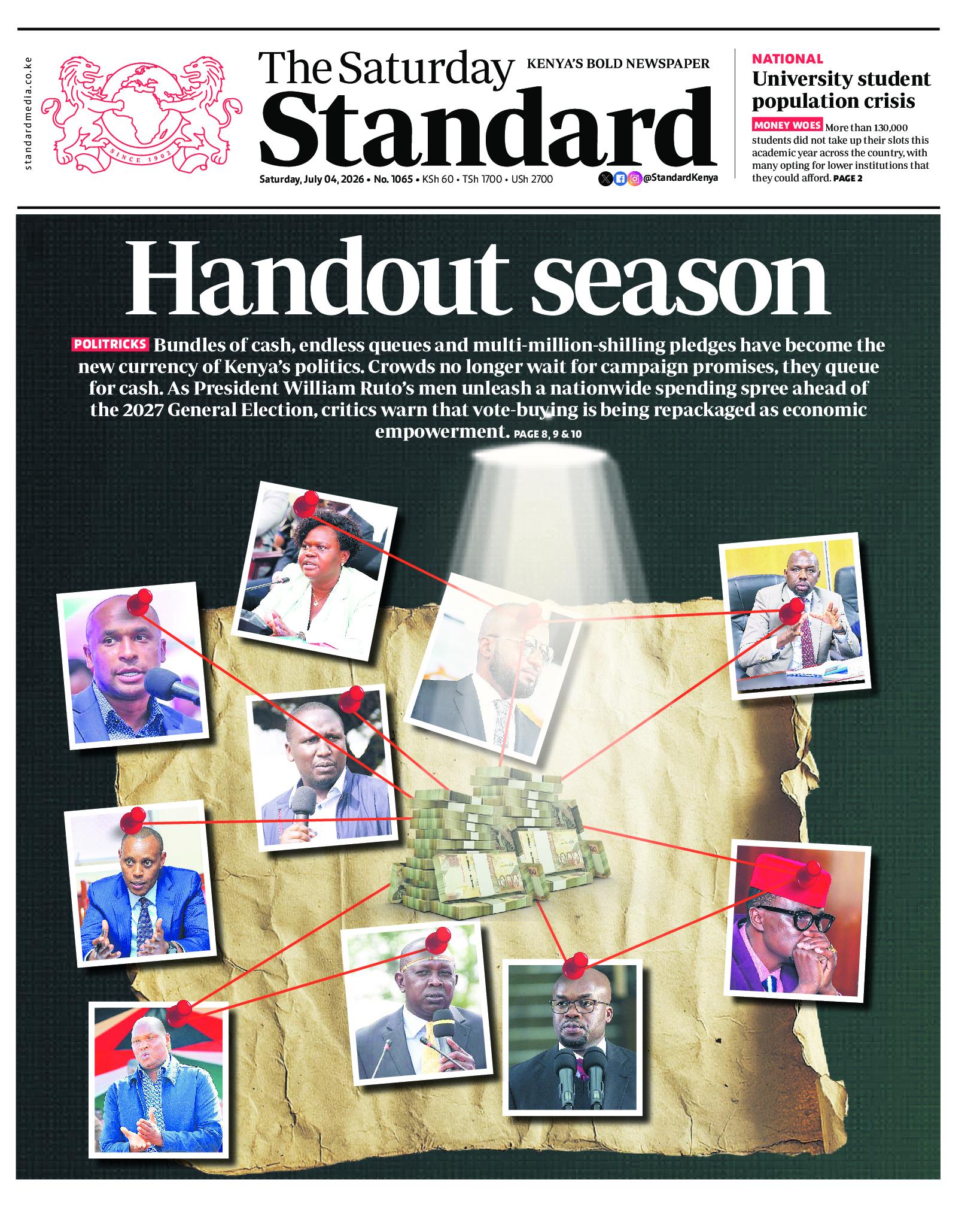 The Standard Newspaper page 1