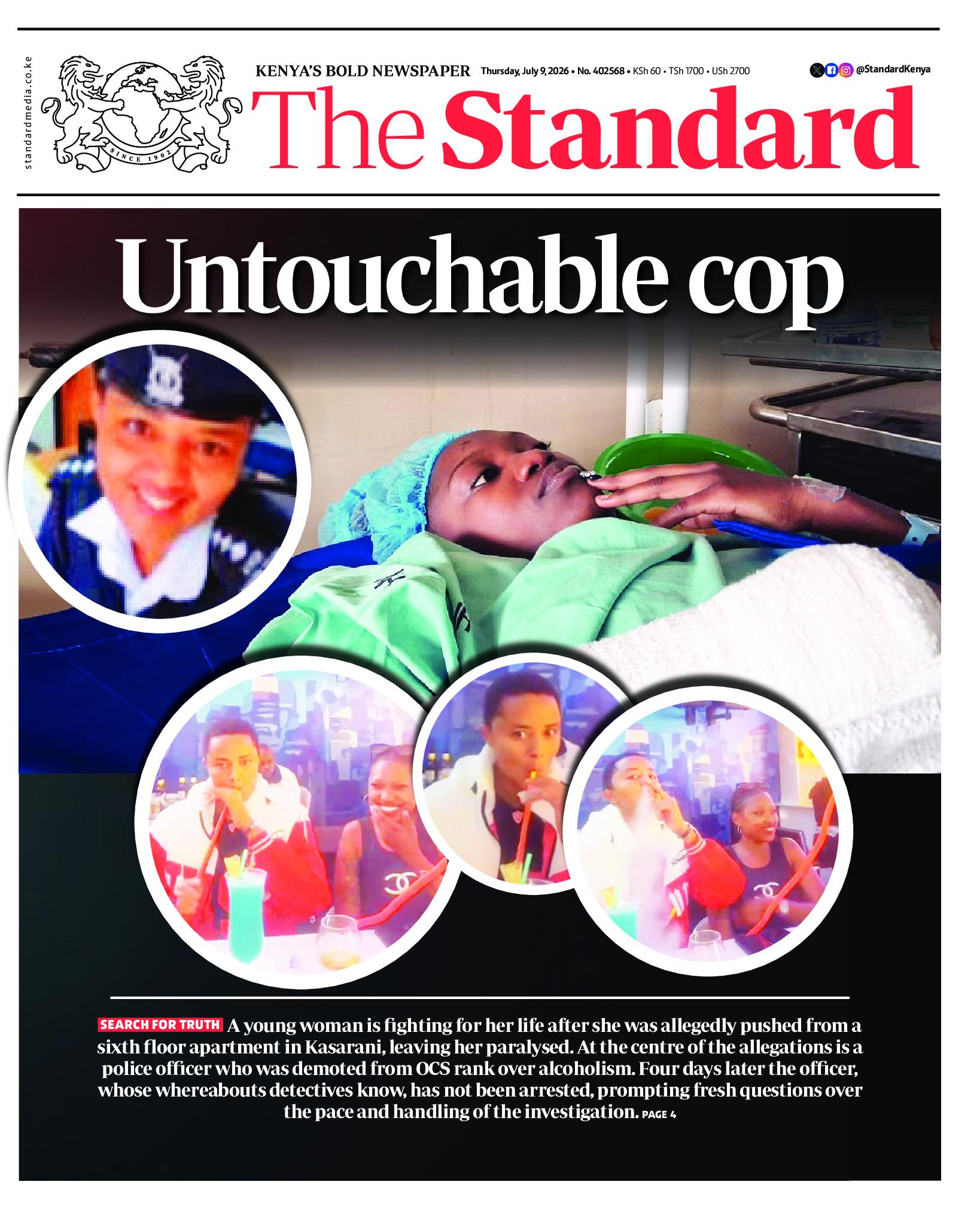 The Standard Newspaper page 1