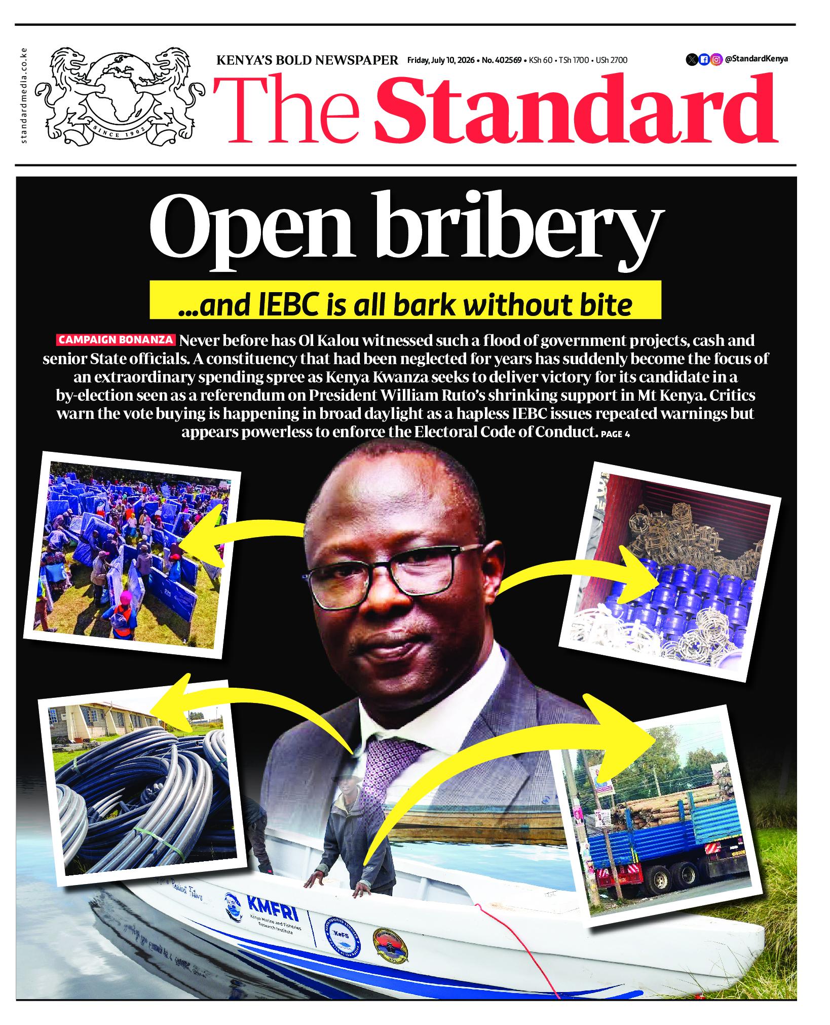 The Standard Newspaper page 1
