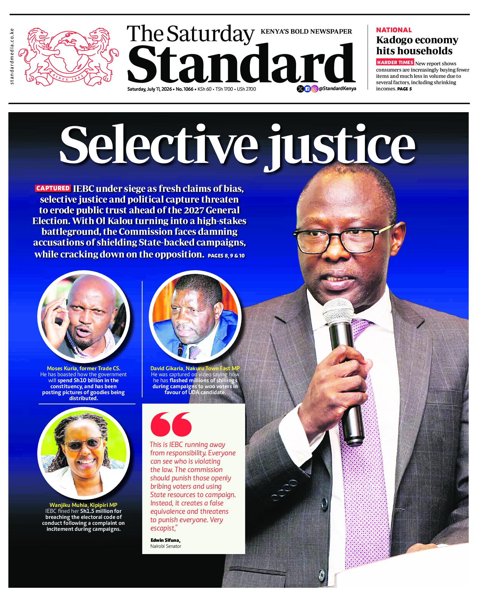 The Standard Newspaper page 1