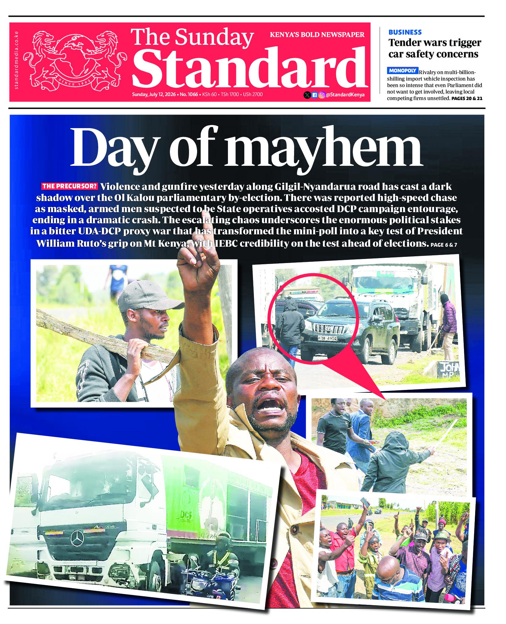 The Standard Newspaper page 1