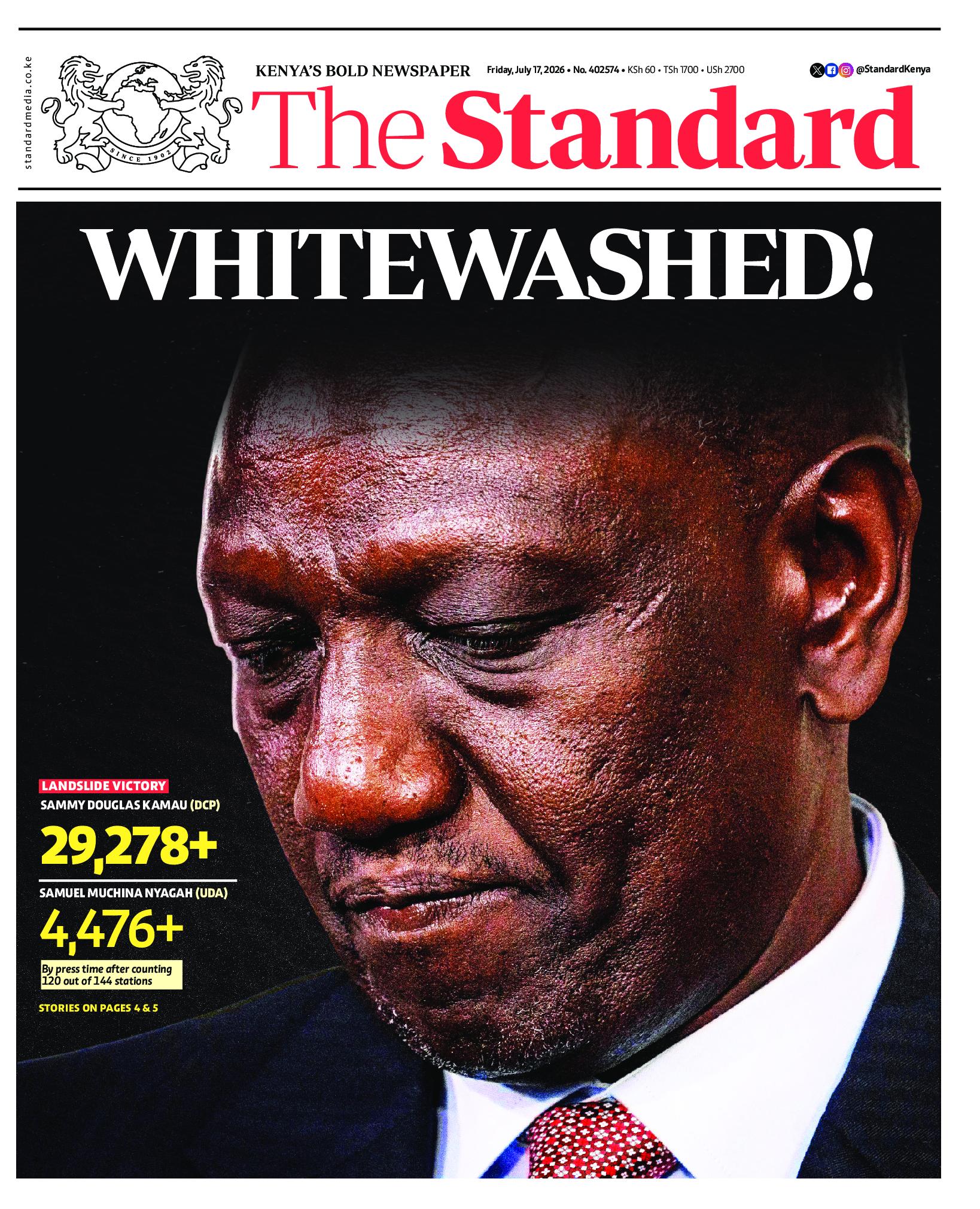 The Standard Newspaper page 1