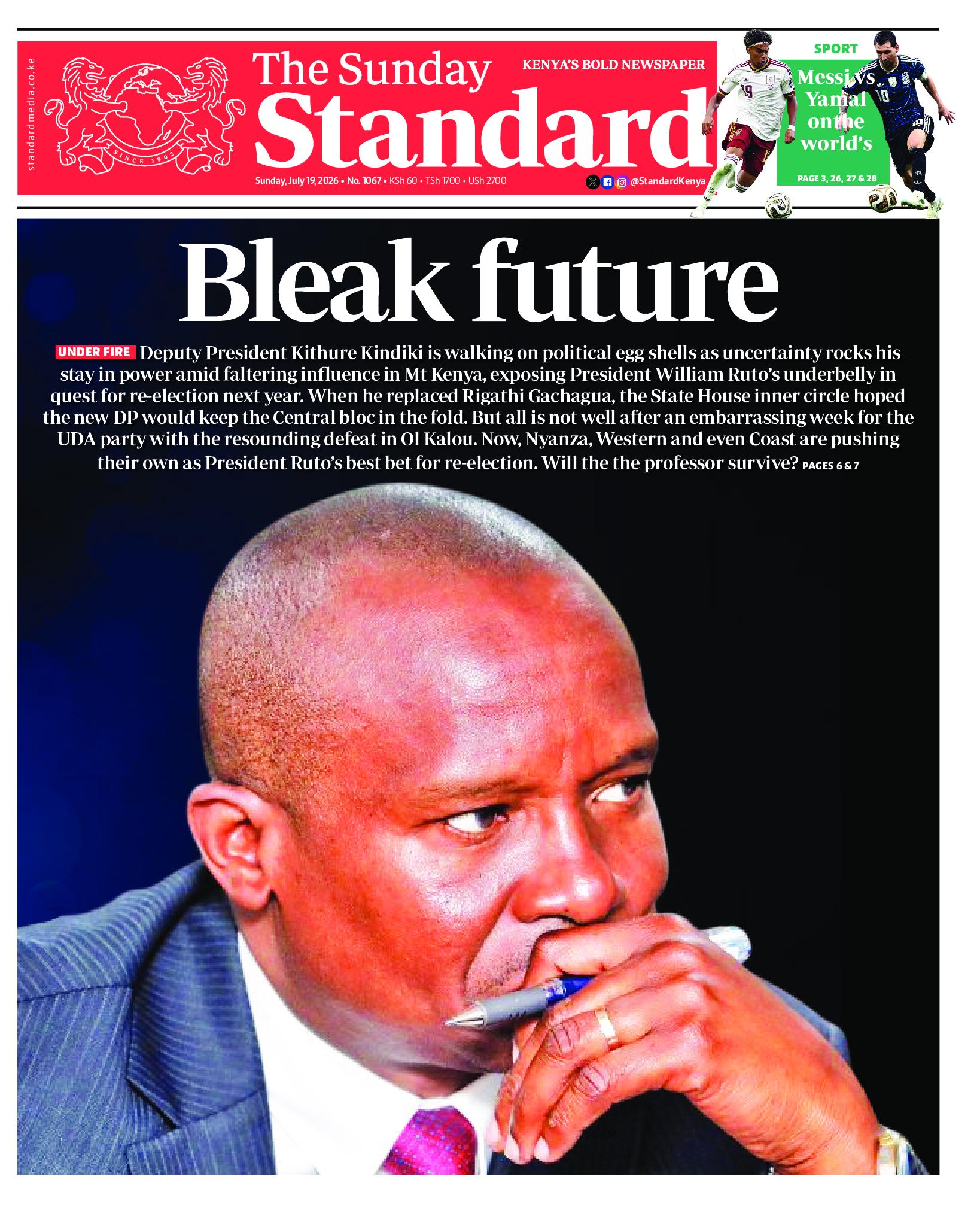 The Standard Newspaper page 1