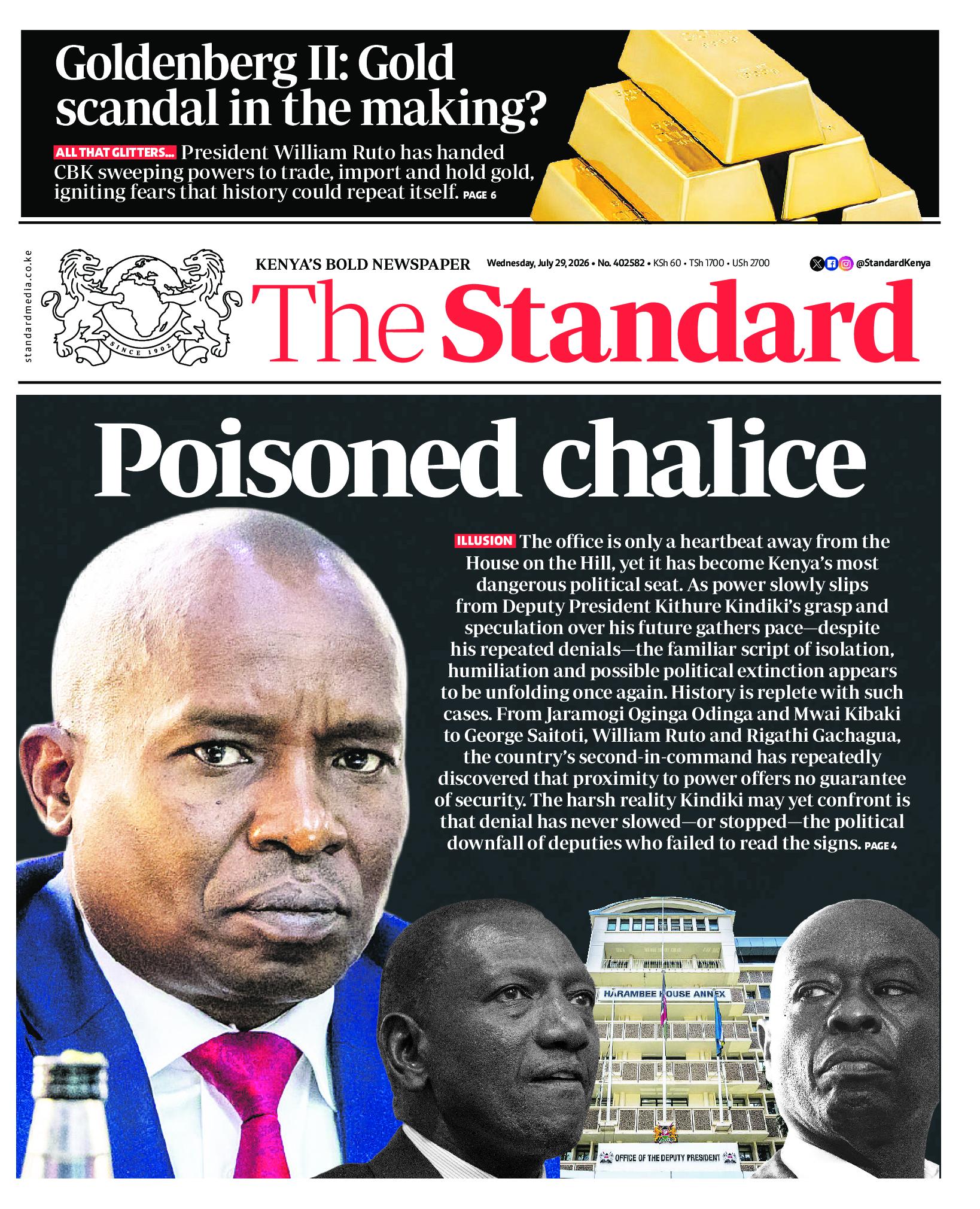 The Standard Newspaper page 1
