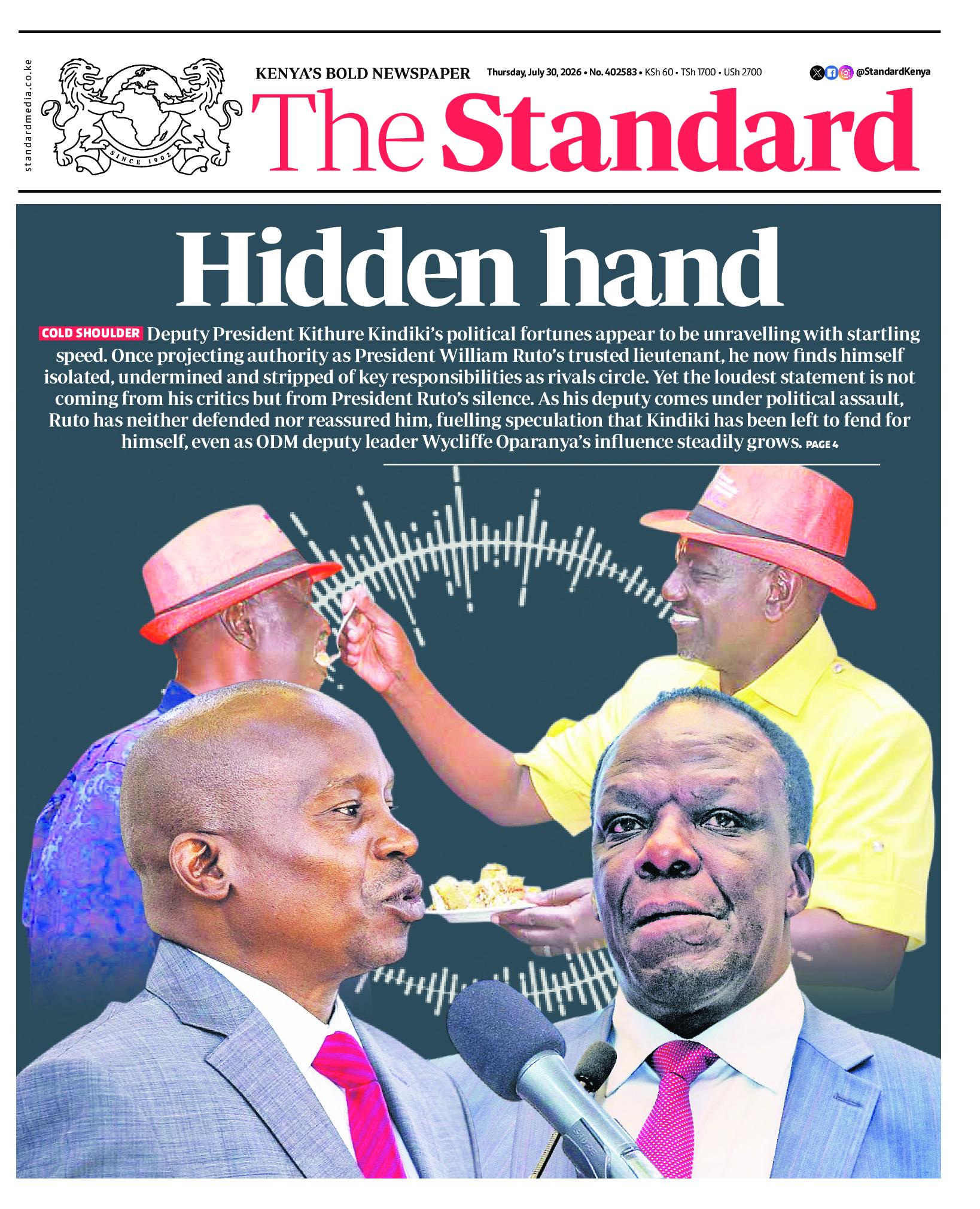 The Standard Newspaper page 1