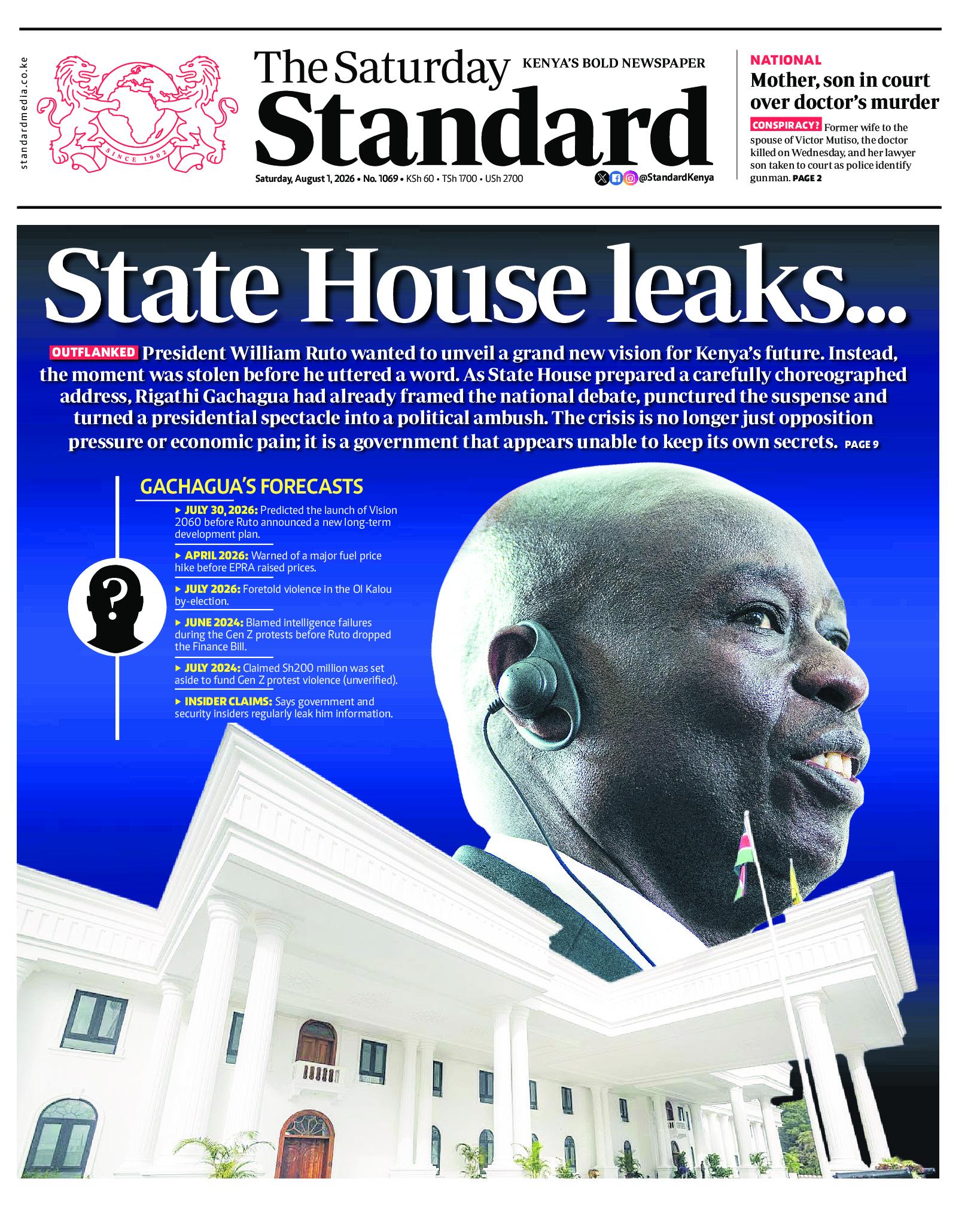 The Standard Newspaper page 1