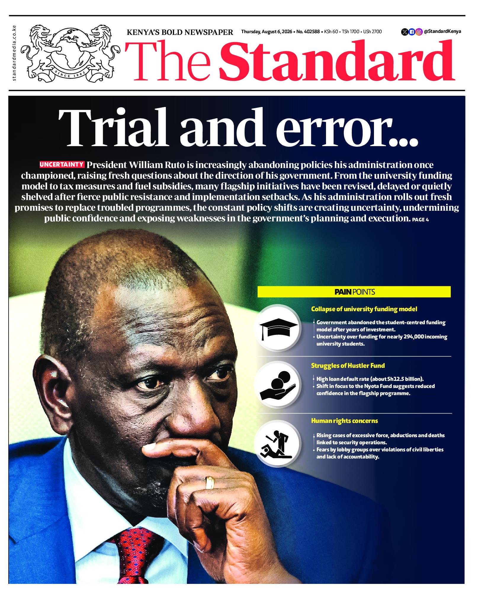 The Standard Newspaper page 1