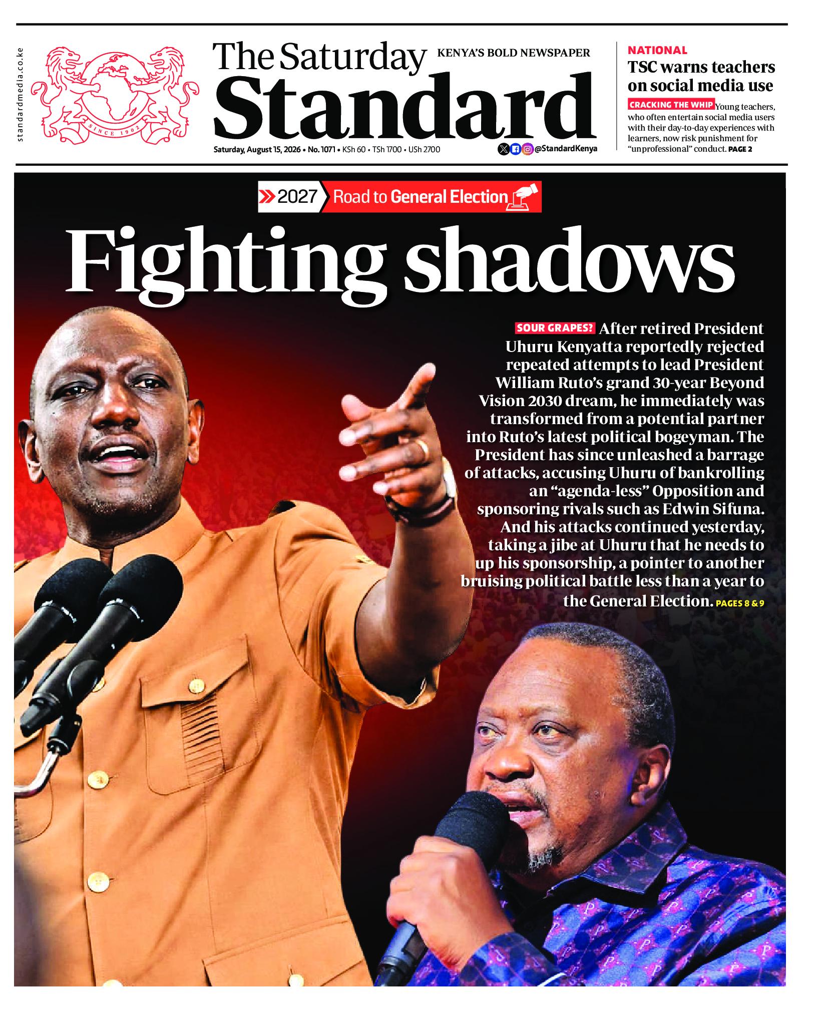The Standard Newspaper page 1