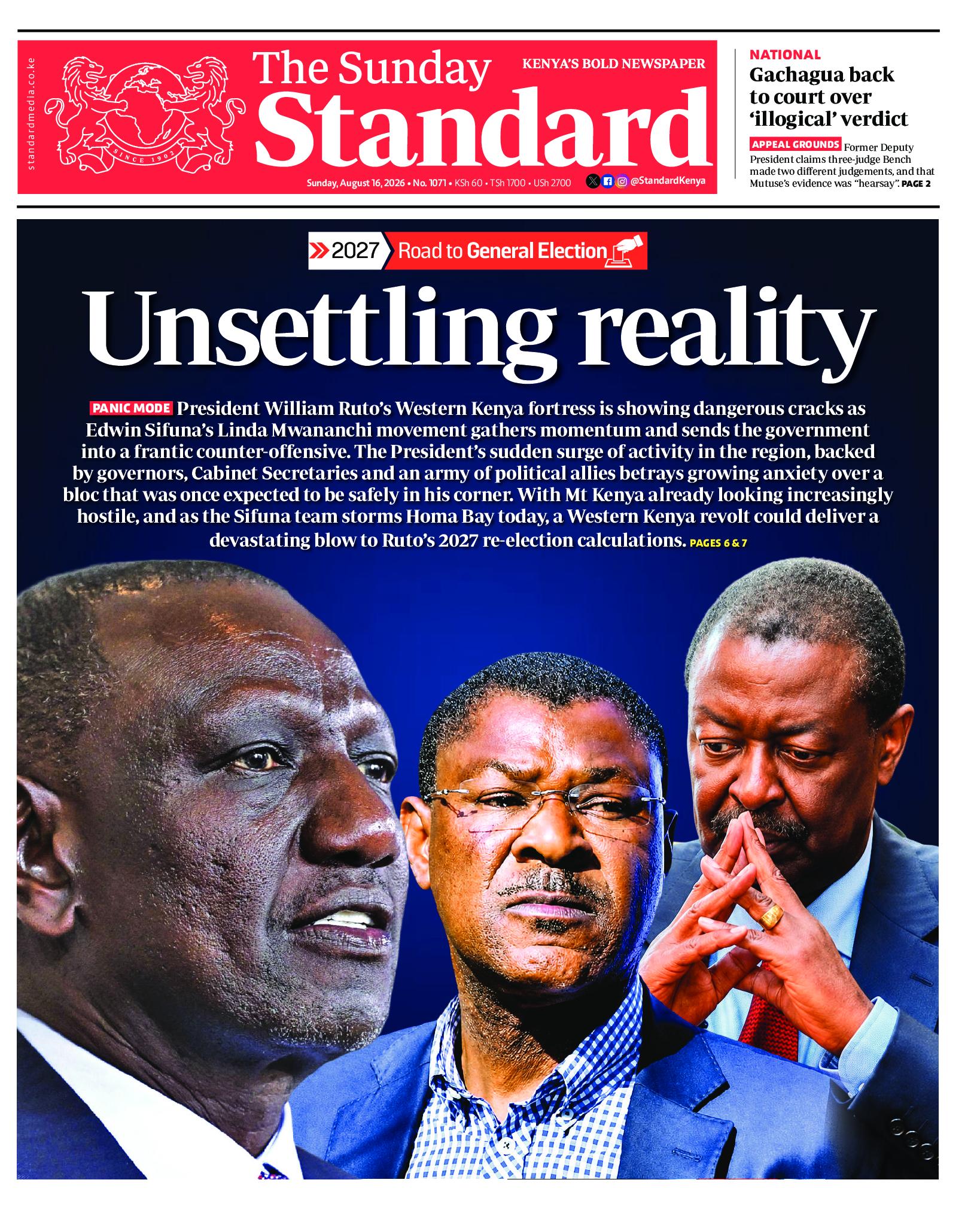 The Standard Newspaper page 1