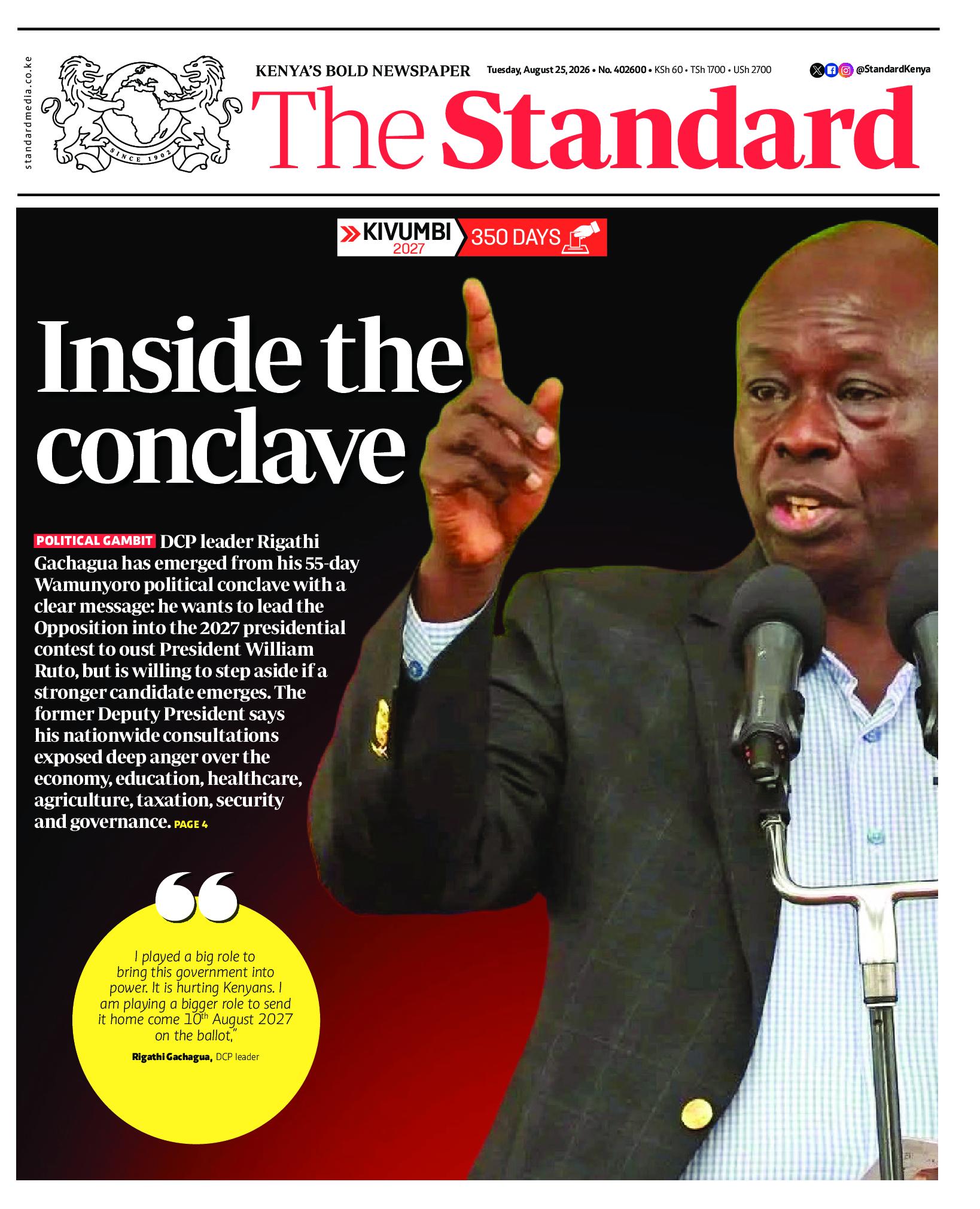 The Standard Newspaper page 1