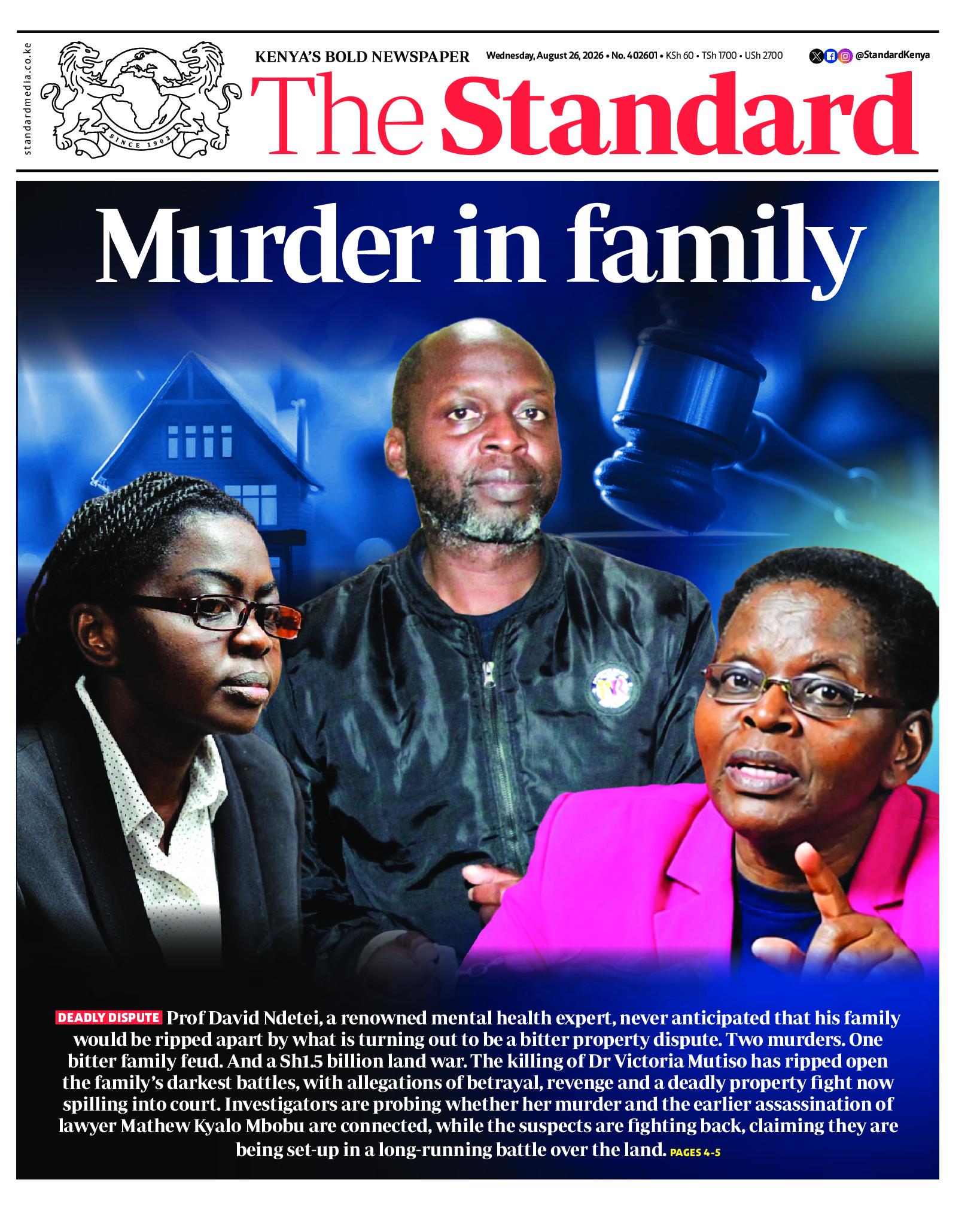 The Standard Newspaper page 1