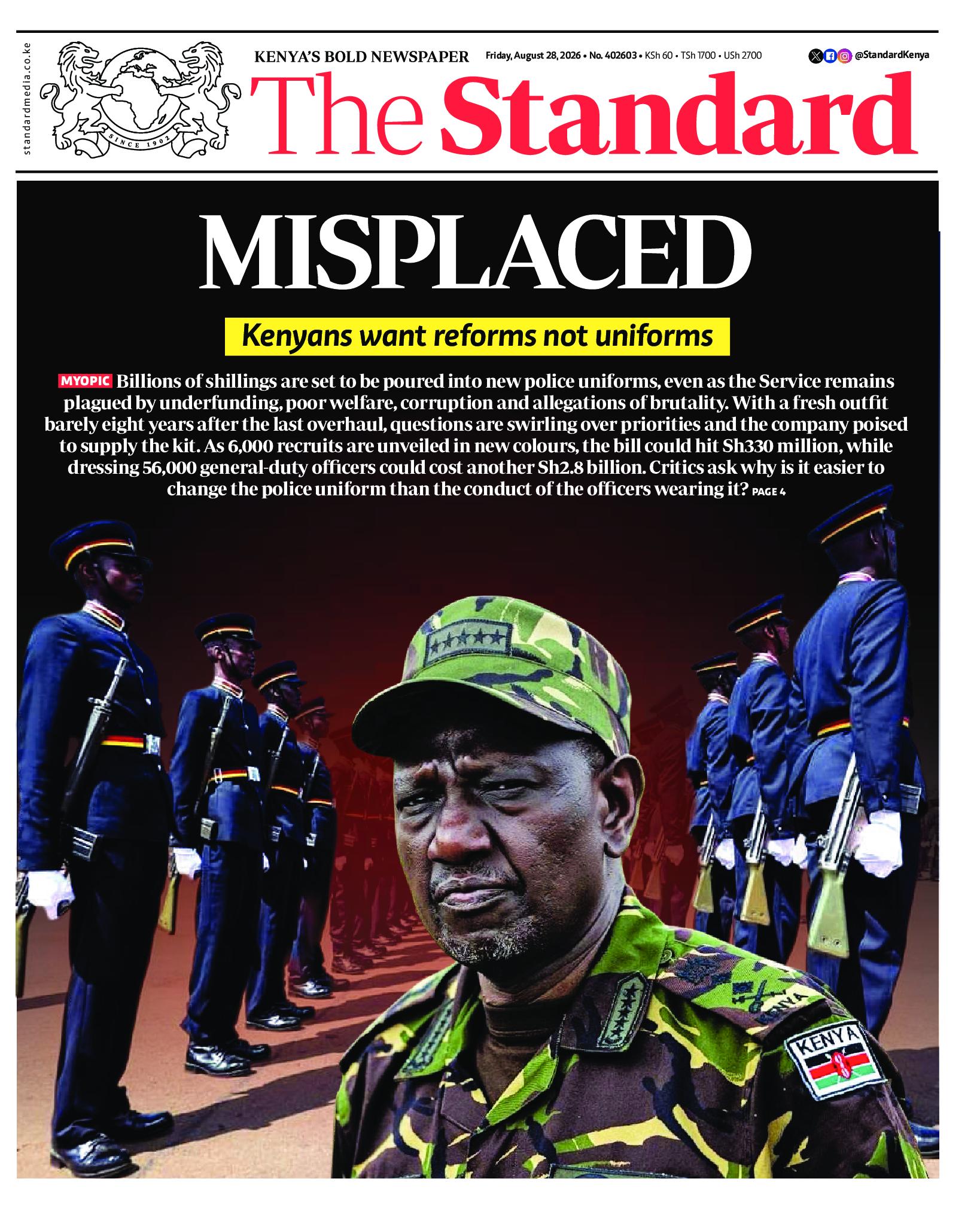 The Standard Newspaper page 1