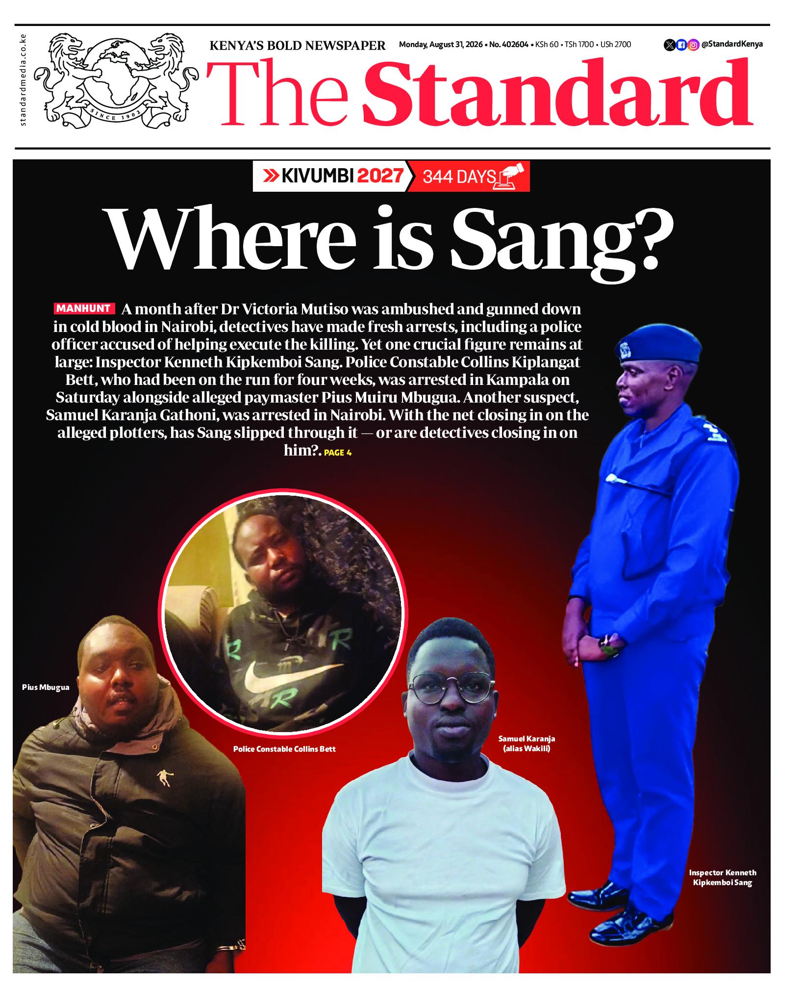 The Standard Newspaper page 1