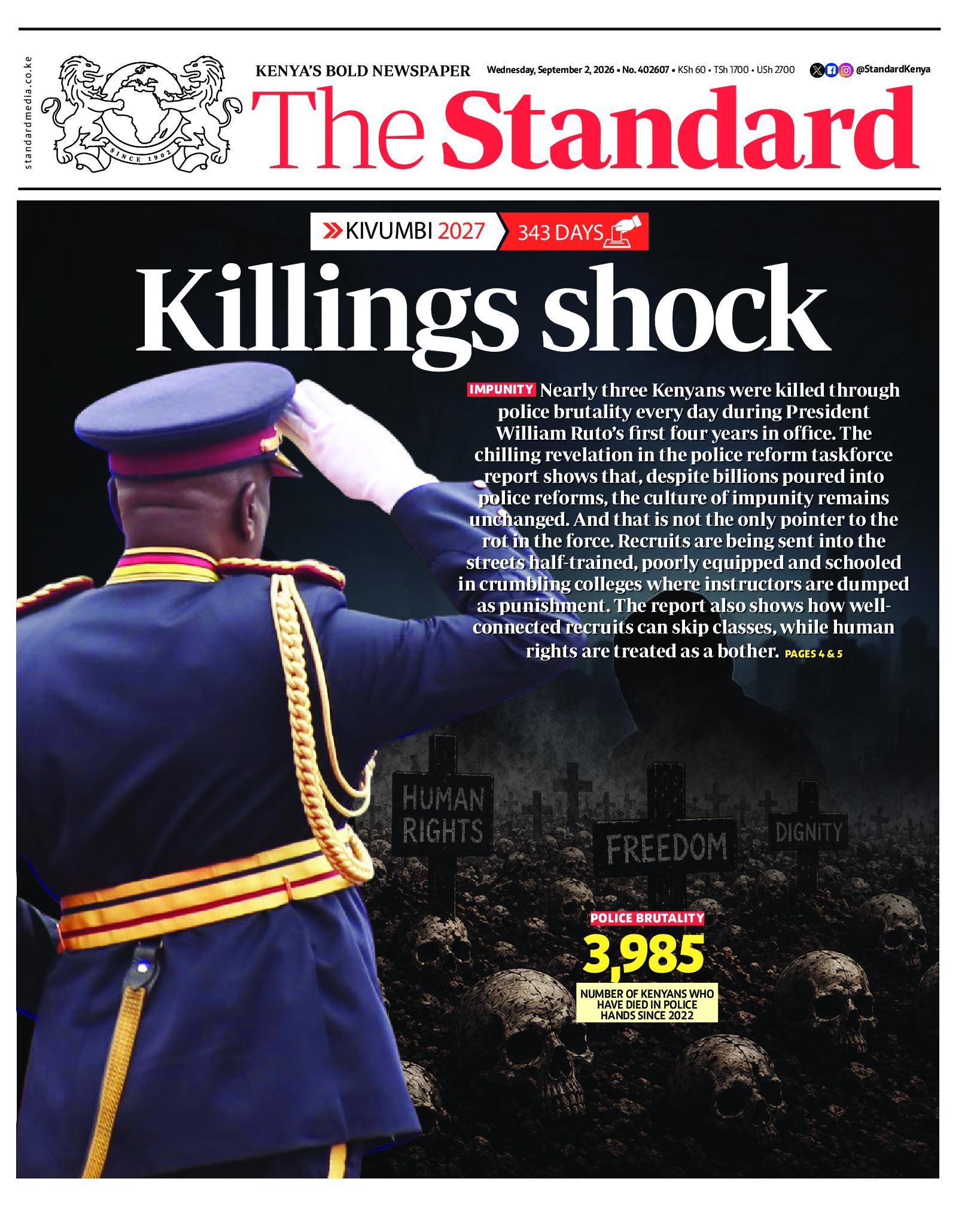 The Standard Newspaper page 1