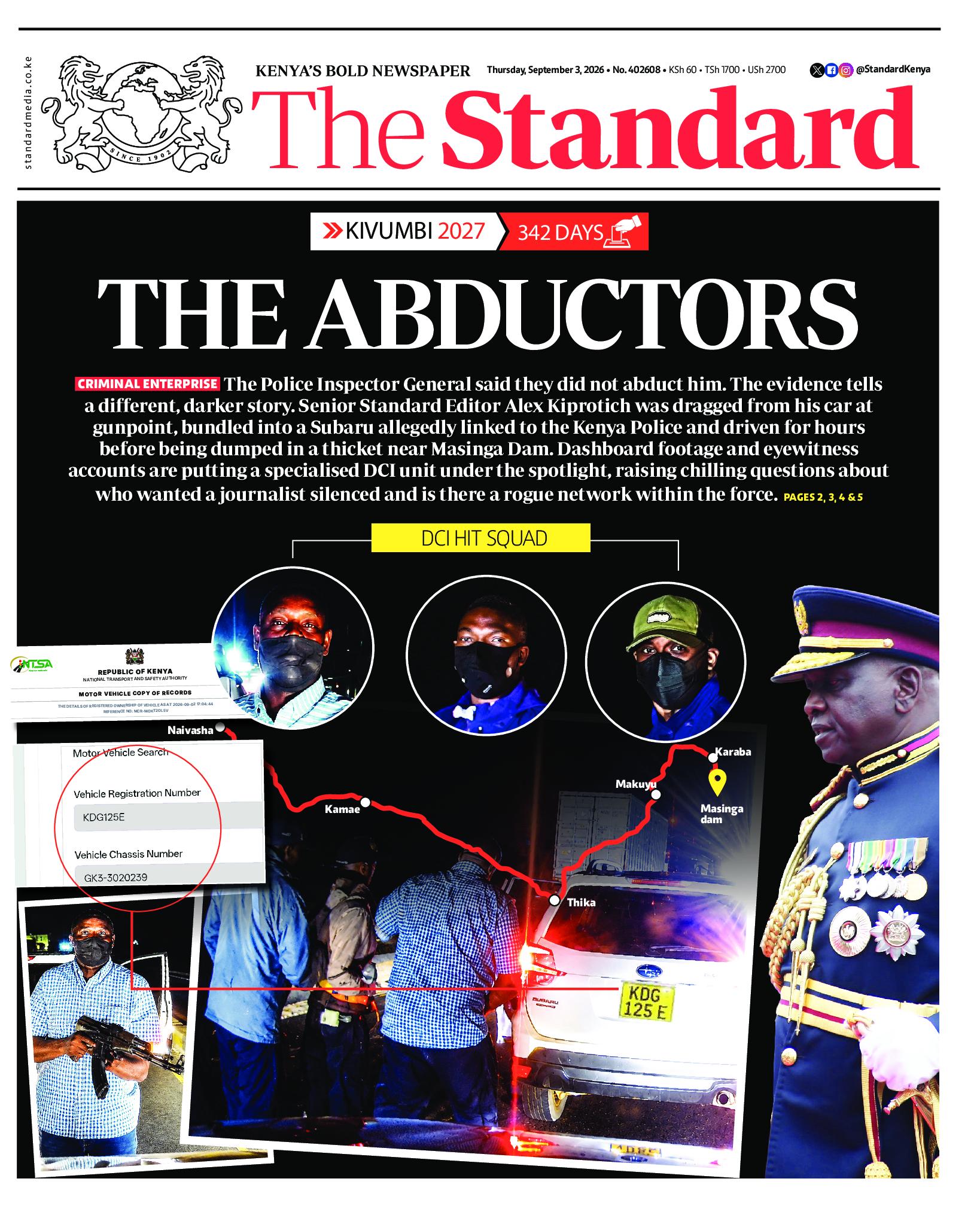 The Standard Newspaper page 1