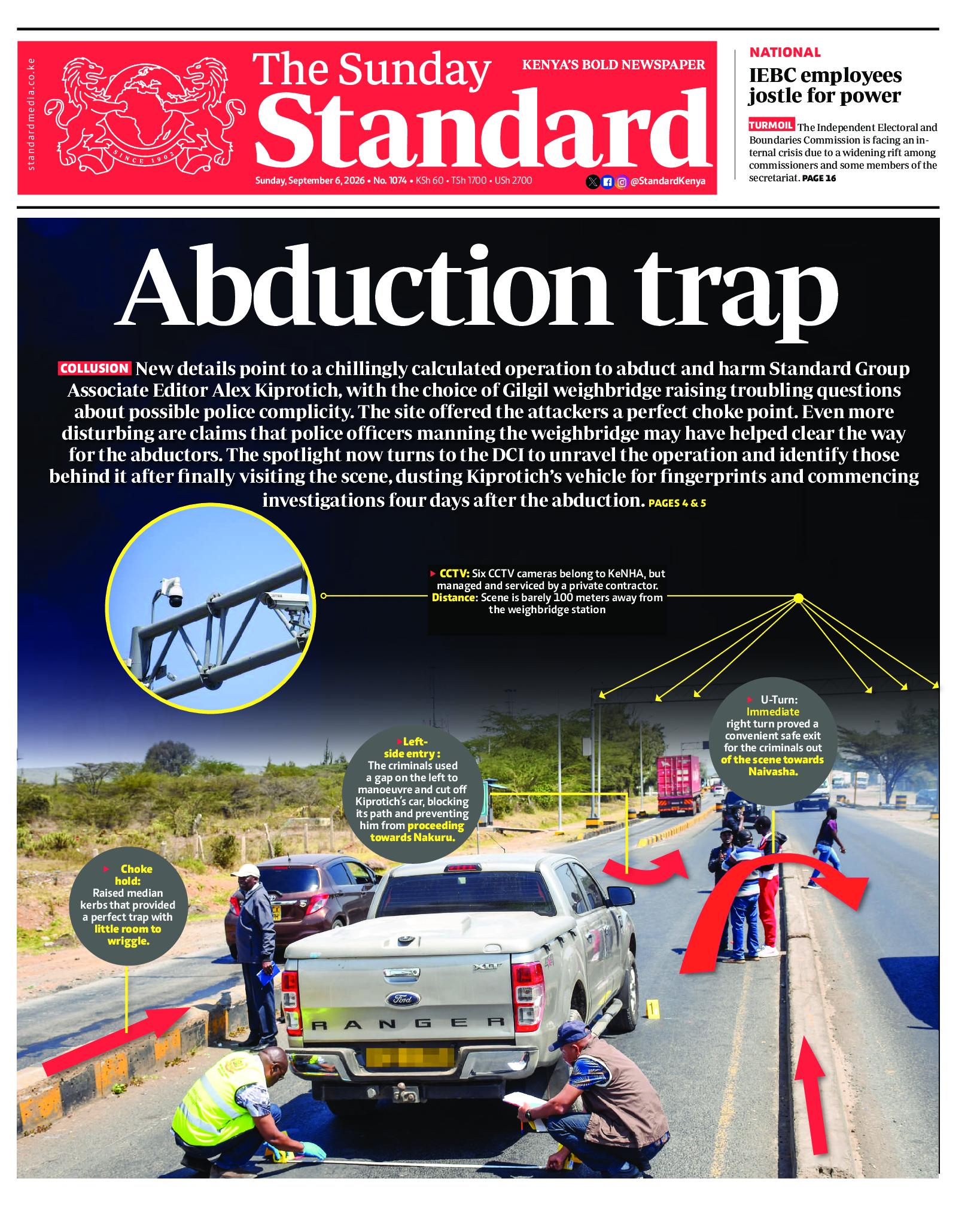 The Standard Newspaper page 1
