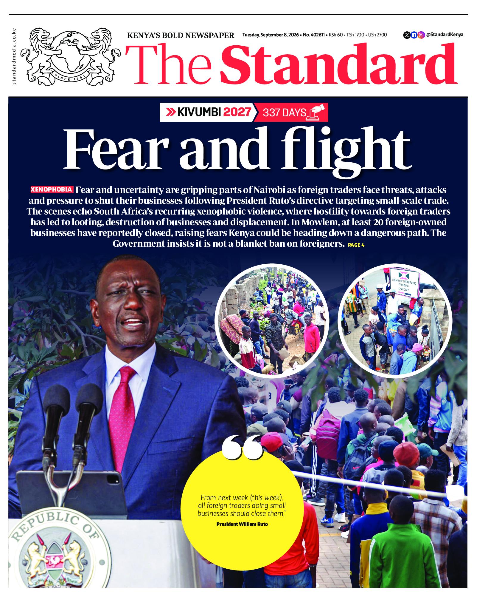 The Standard Newspaper page 1