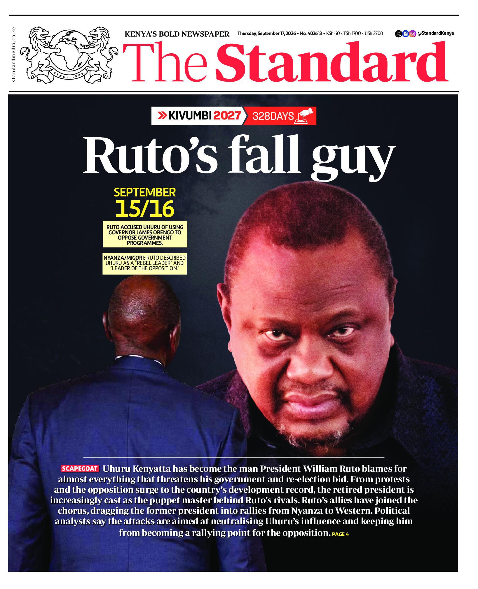 The Standard Newspaper page 1
