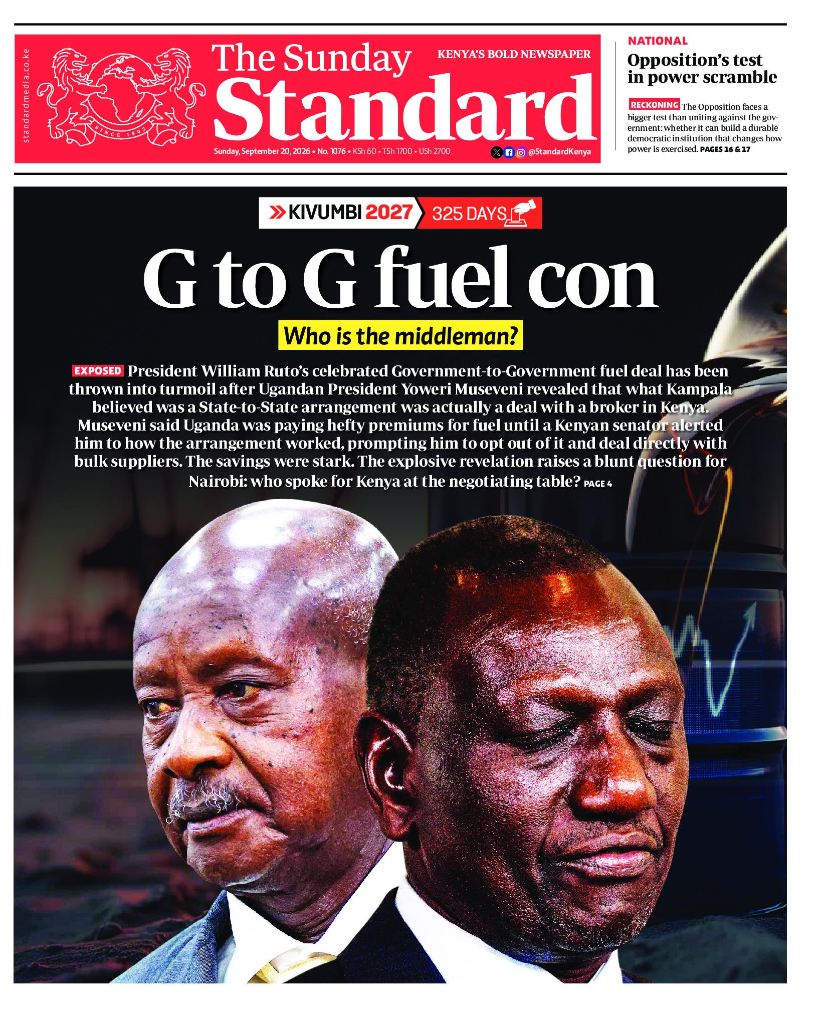 The Standard Newspaper page 1