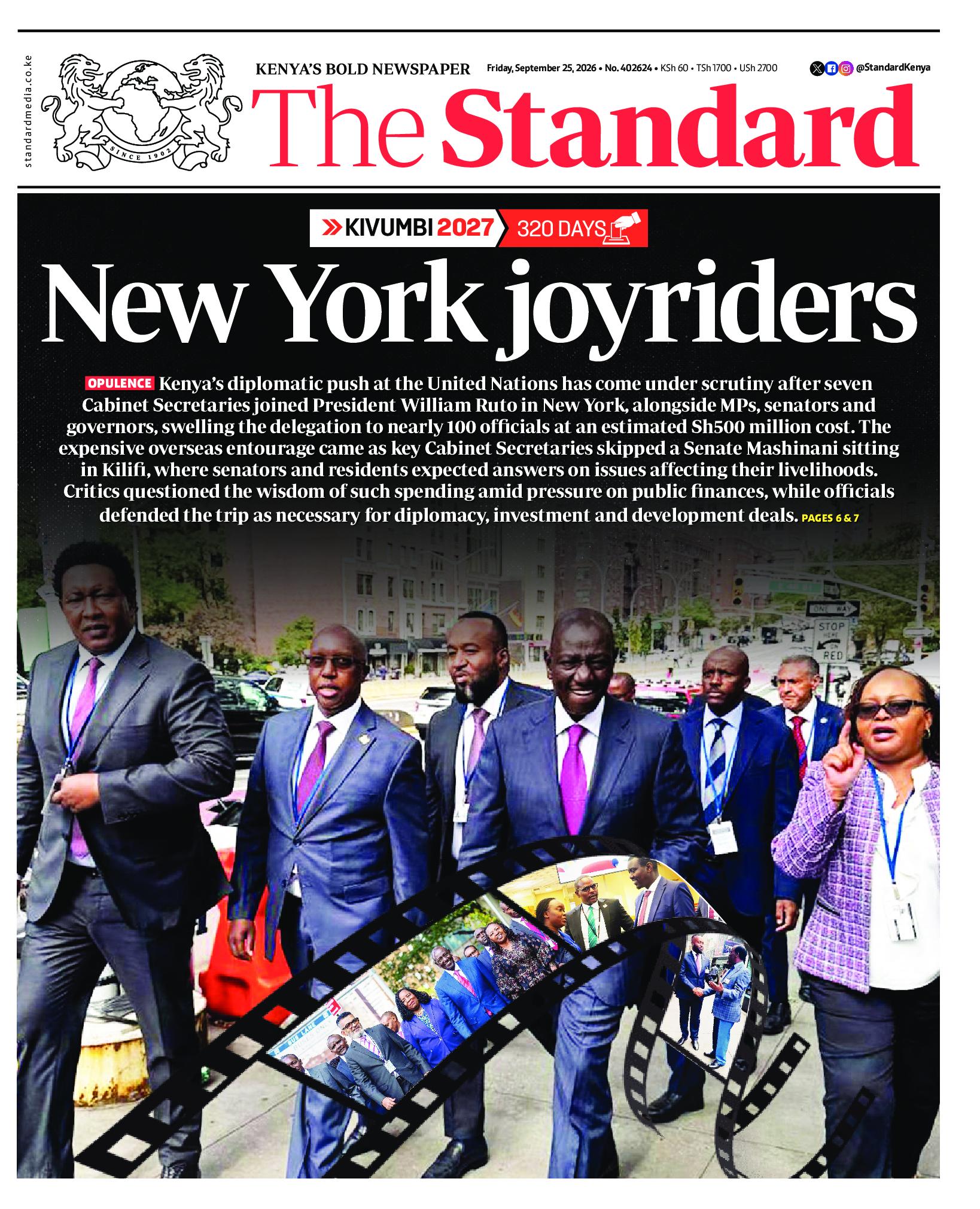 The Standard Newspaper page 1