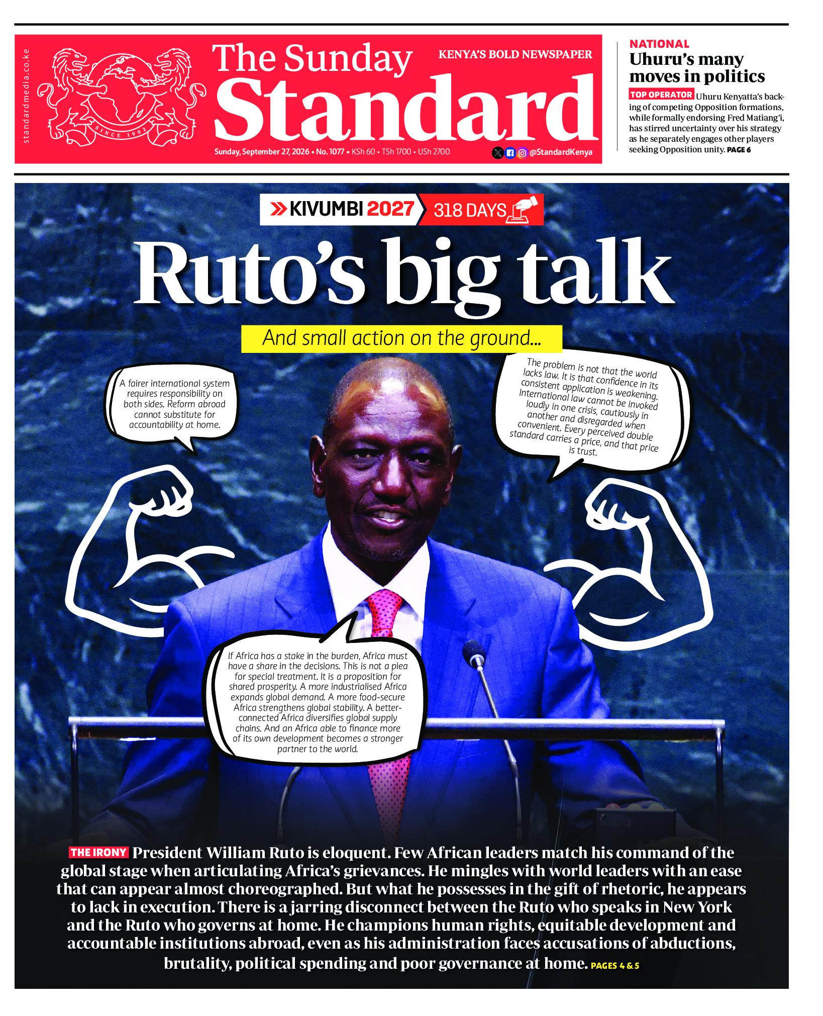 The Standard Newspaper page 1