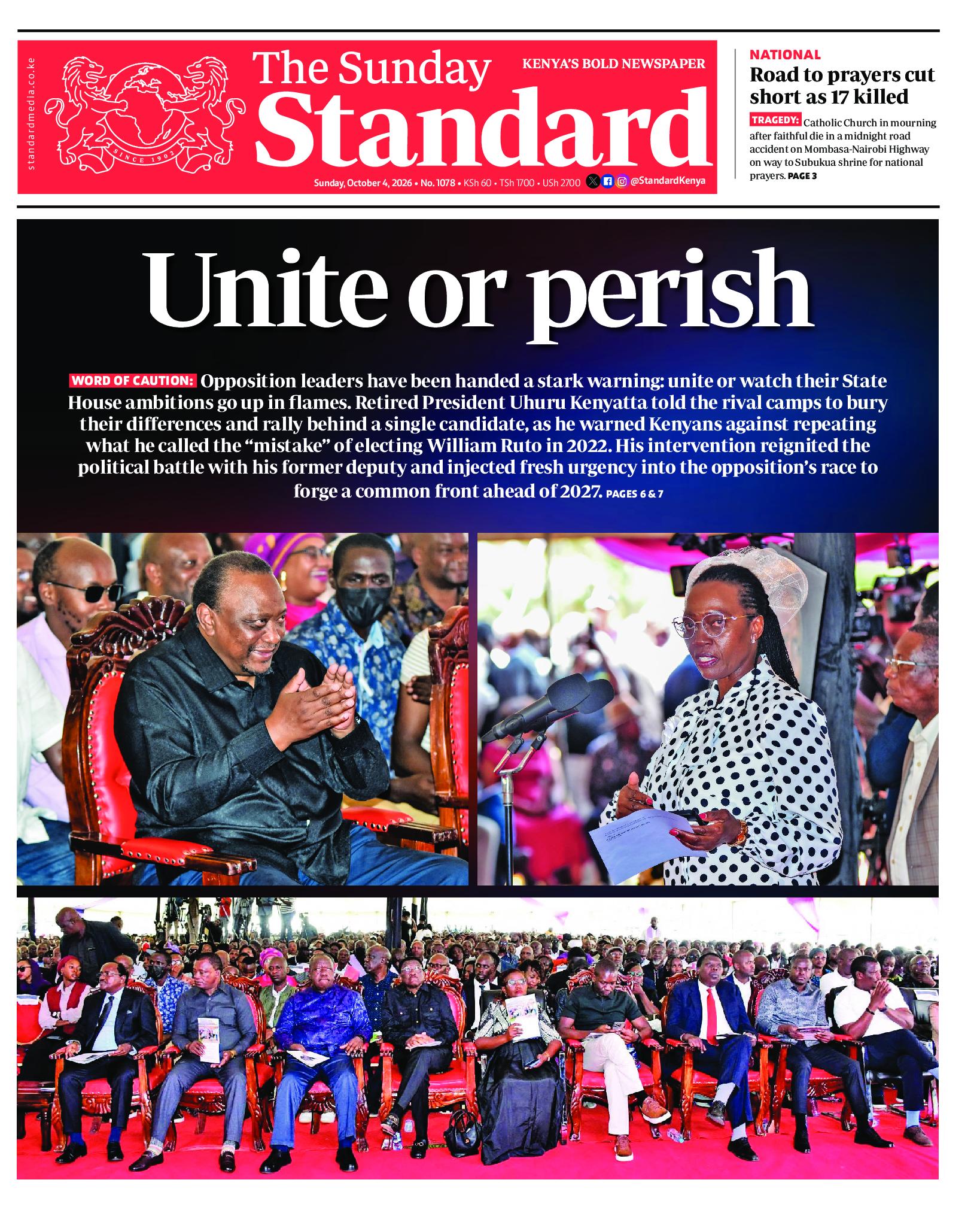 The Standard Newspaper page 1