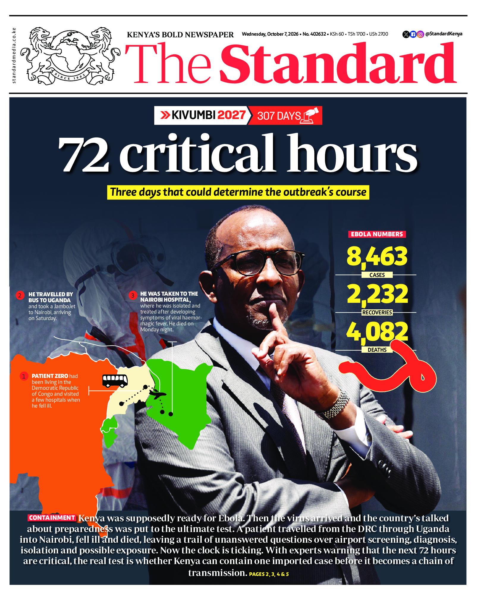 The Standard Newspaper page 1