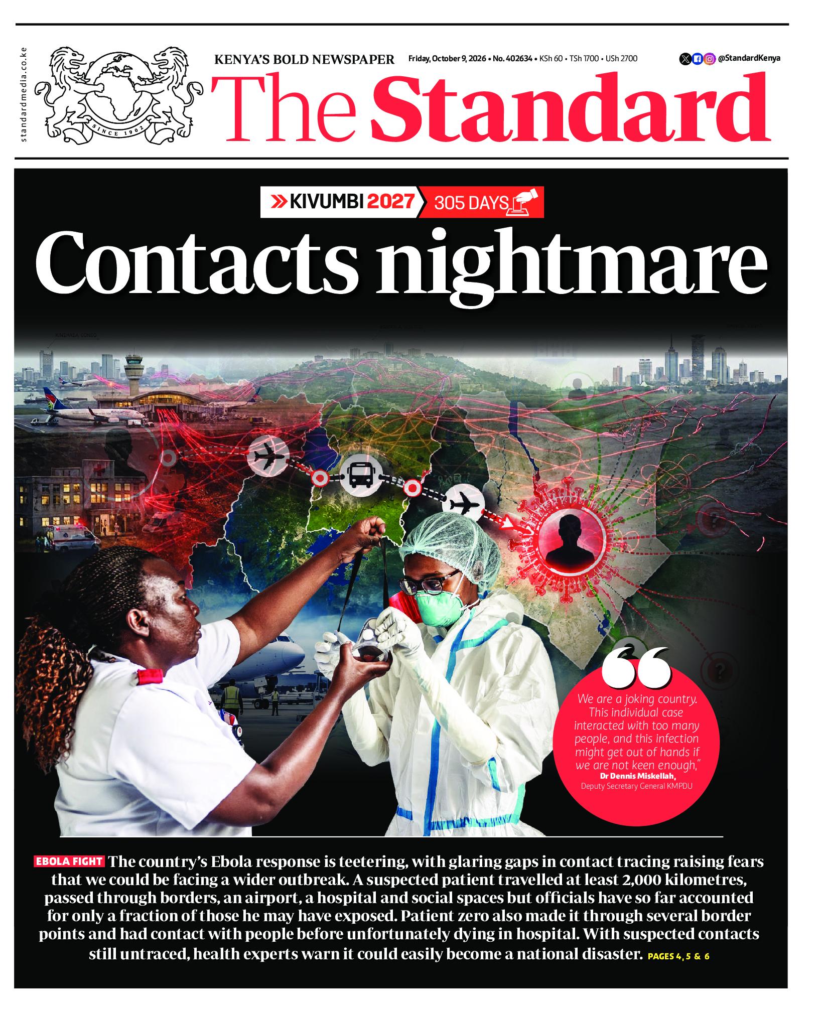 The Standard Newspaper page 1