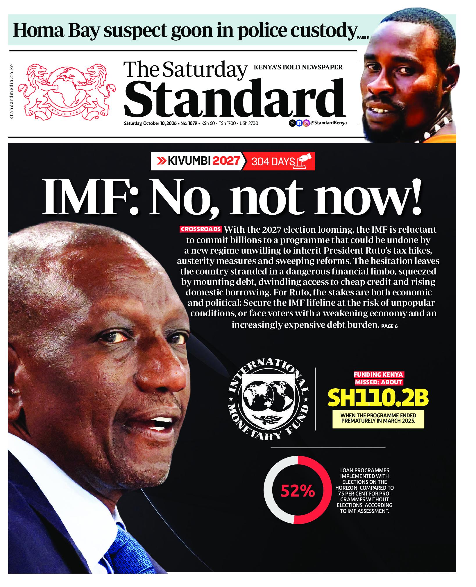 The Standard Newspaper page 1