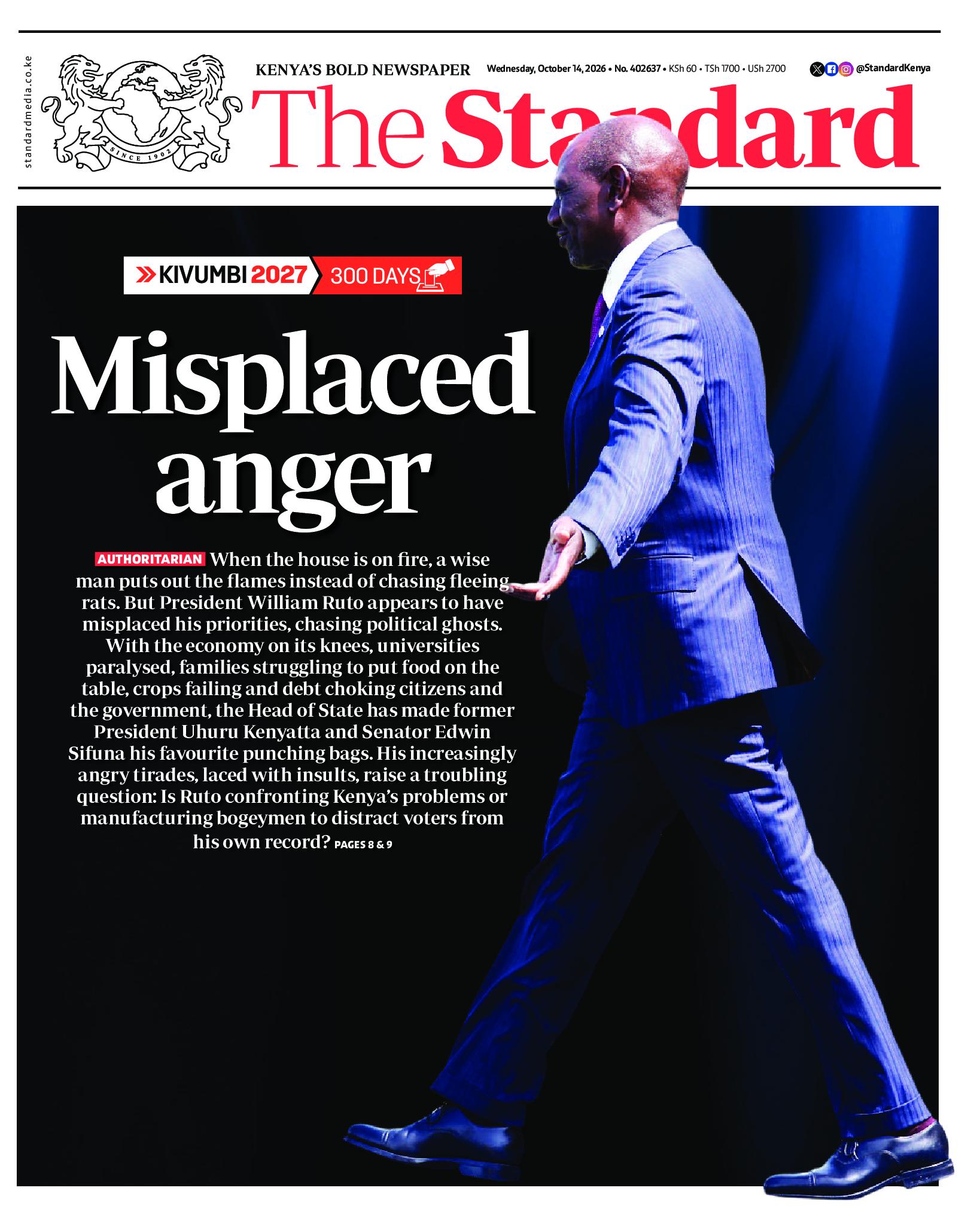 The Standard Newspaper page 1