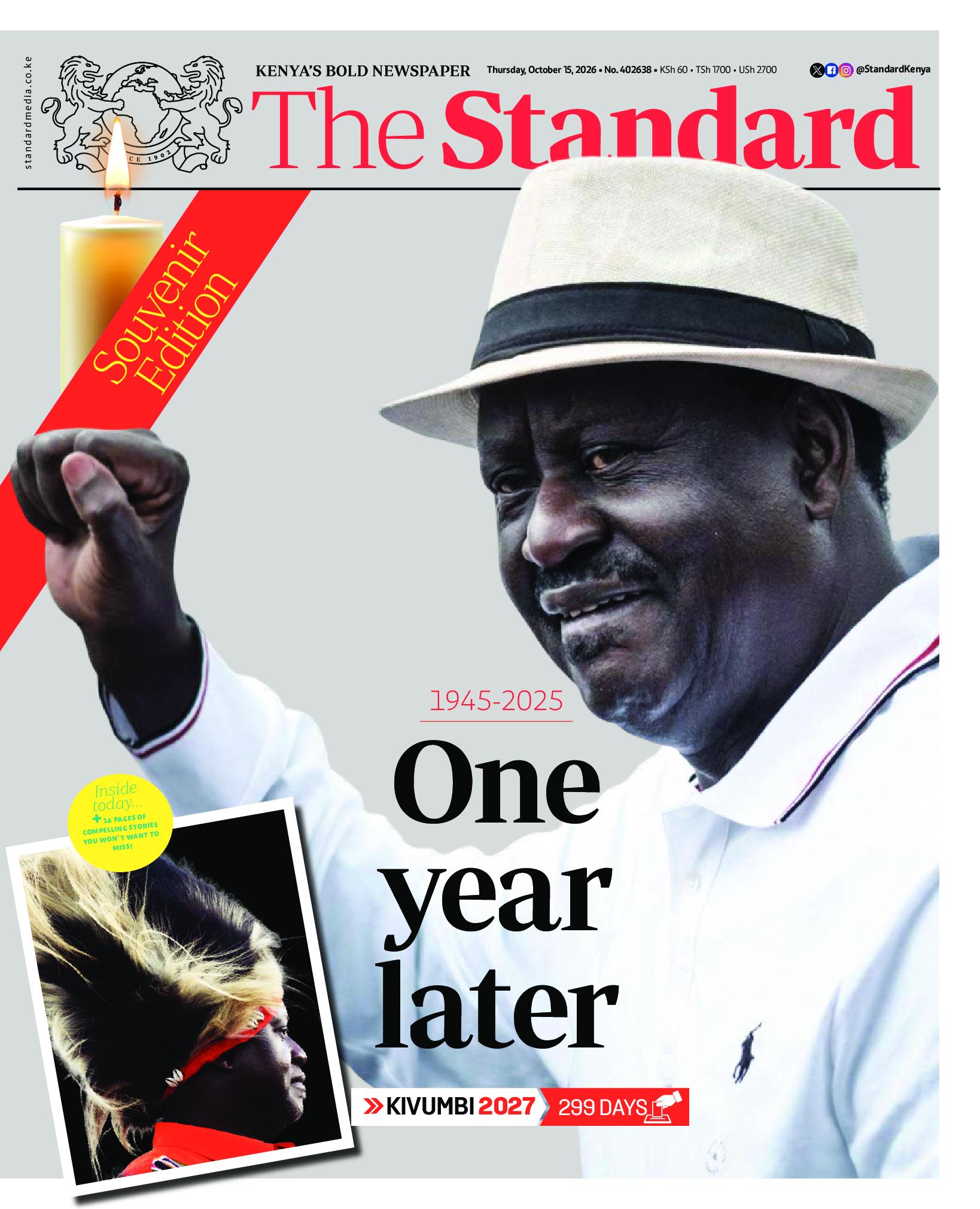 The Standard Newspaper page 1