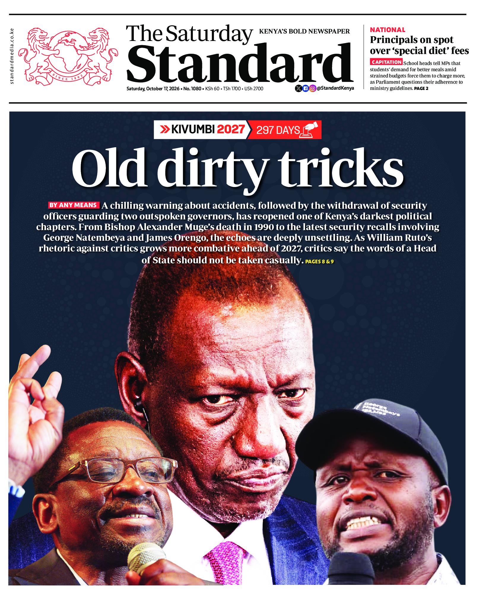 The Standard Newspaper page 1