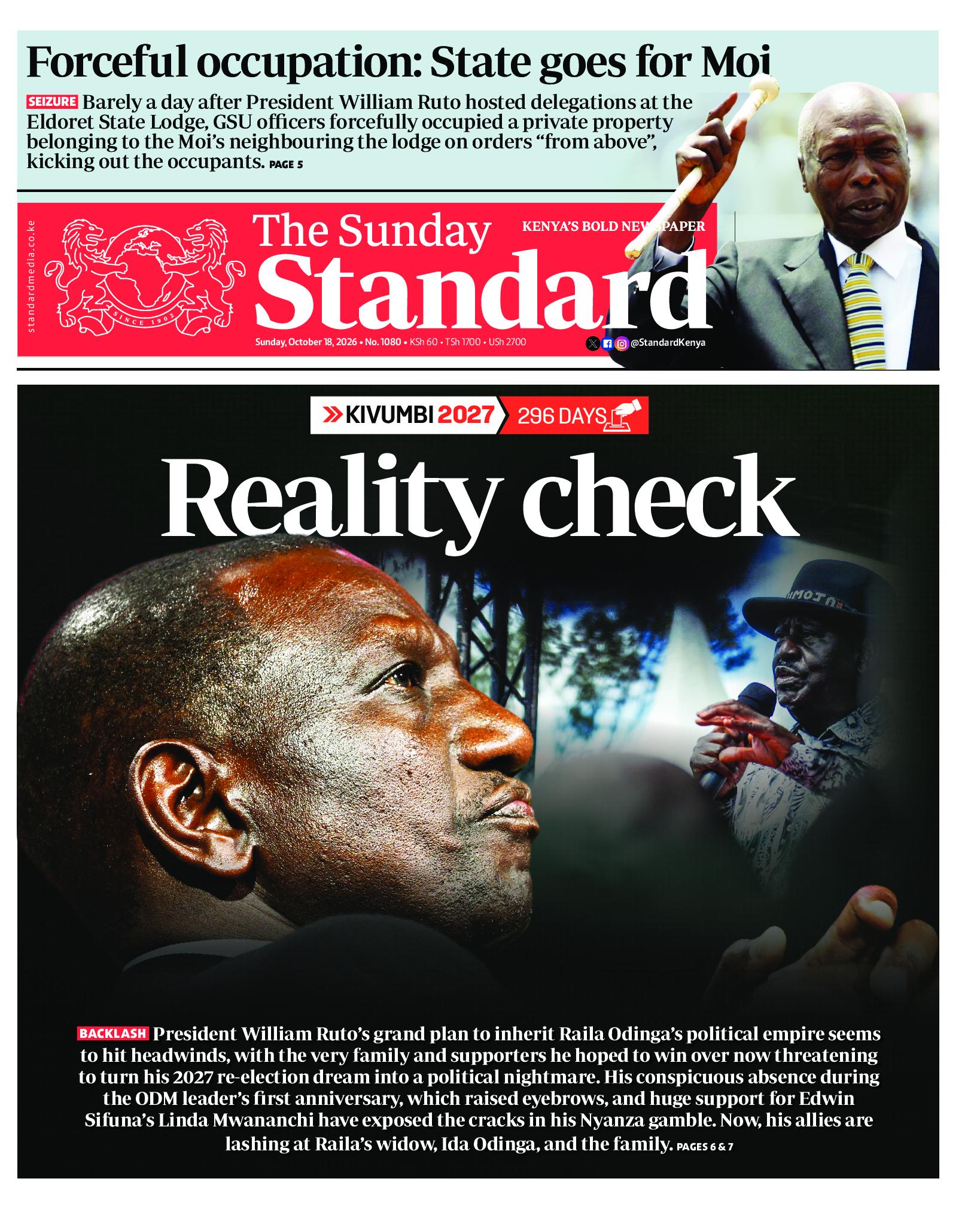 The Standard Newspaper page 1
