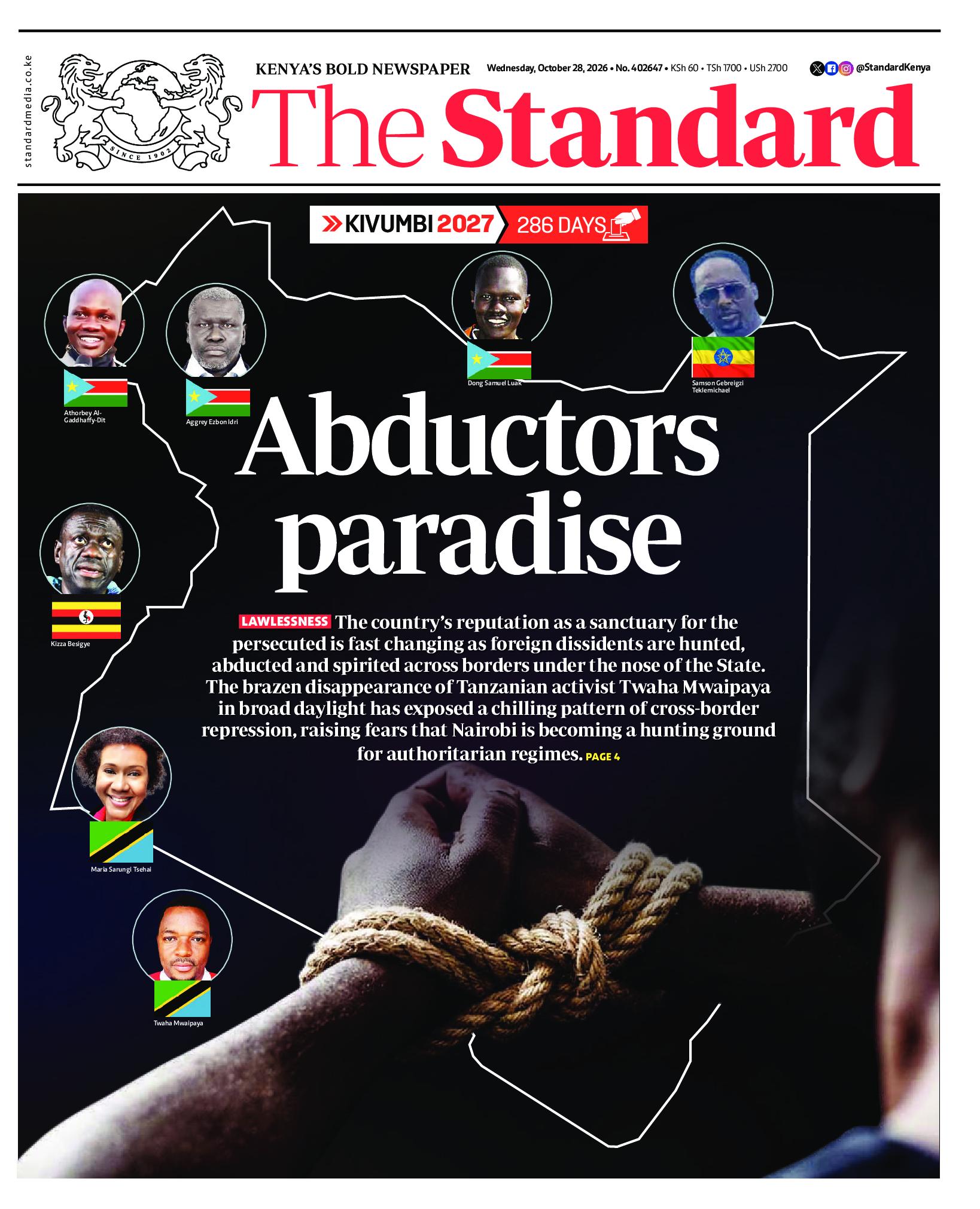 The Standard Newspaper page 1